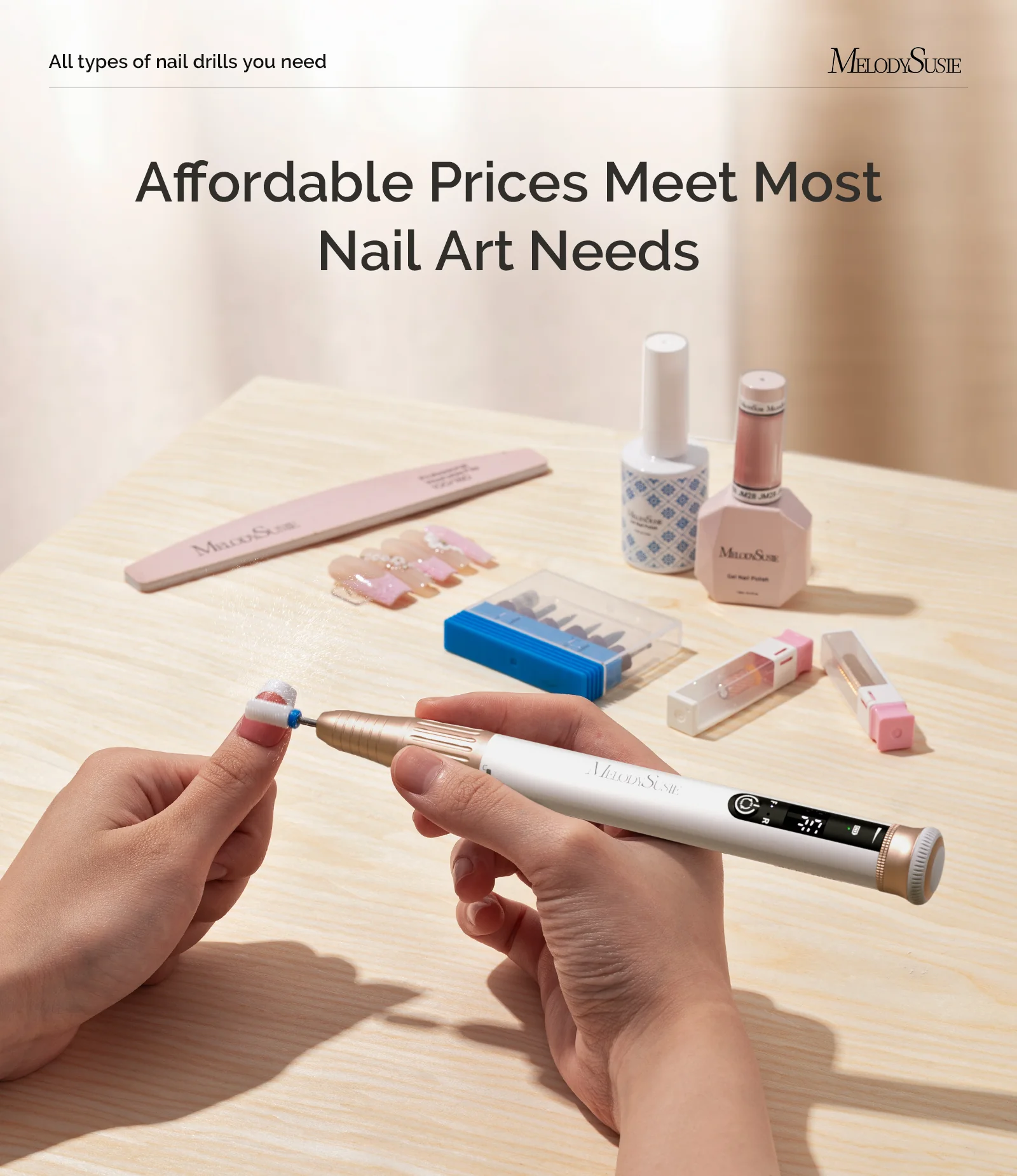 SM220G Pen-Shaped Rechargeable Nail Drill 30,000RPM - White - Image 3