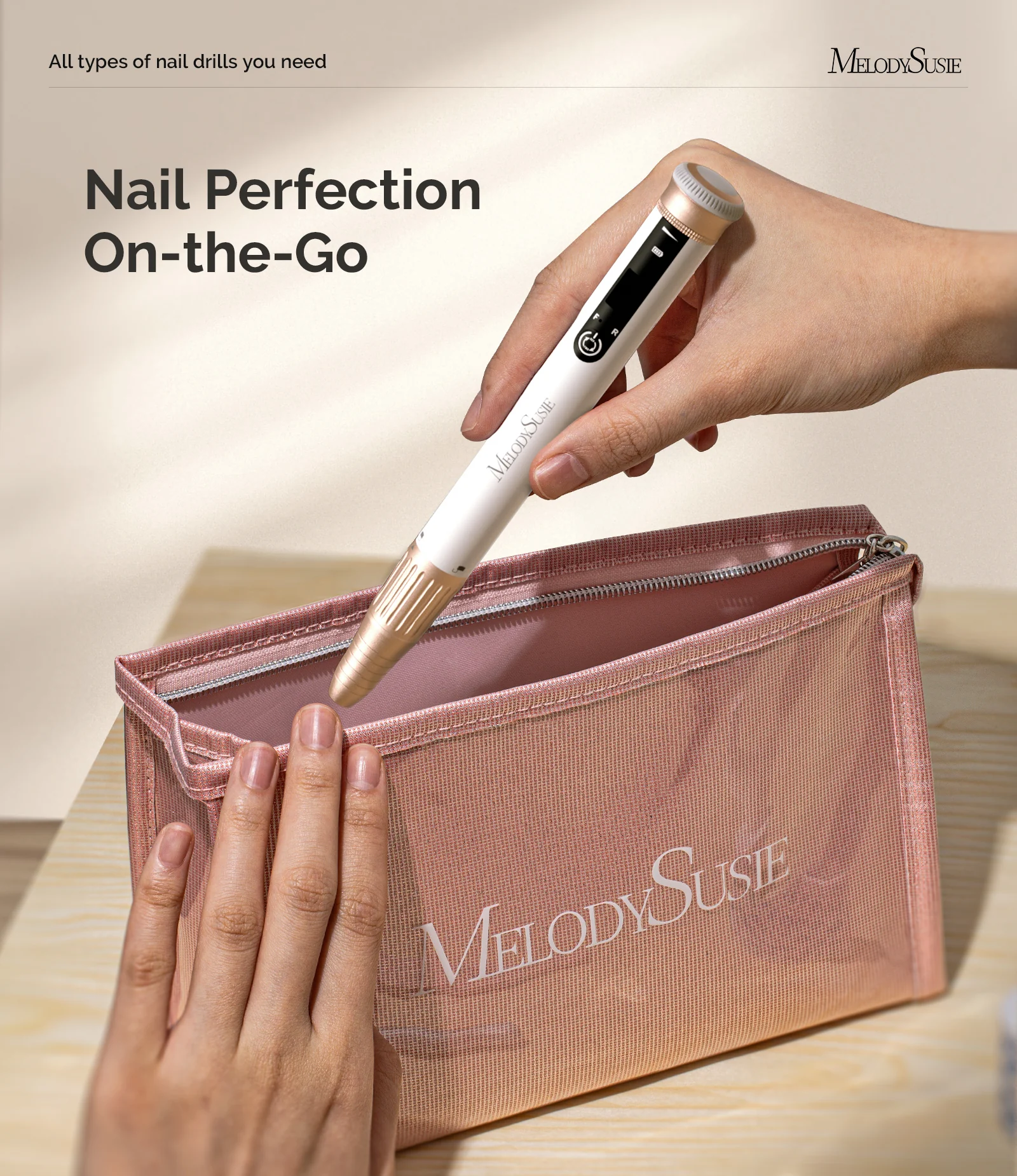 SM220G Pen-Shaped Rechargeable Nail Drill 30,000RPM - White - Image 4