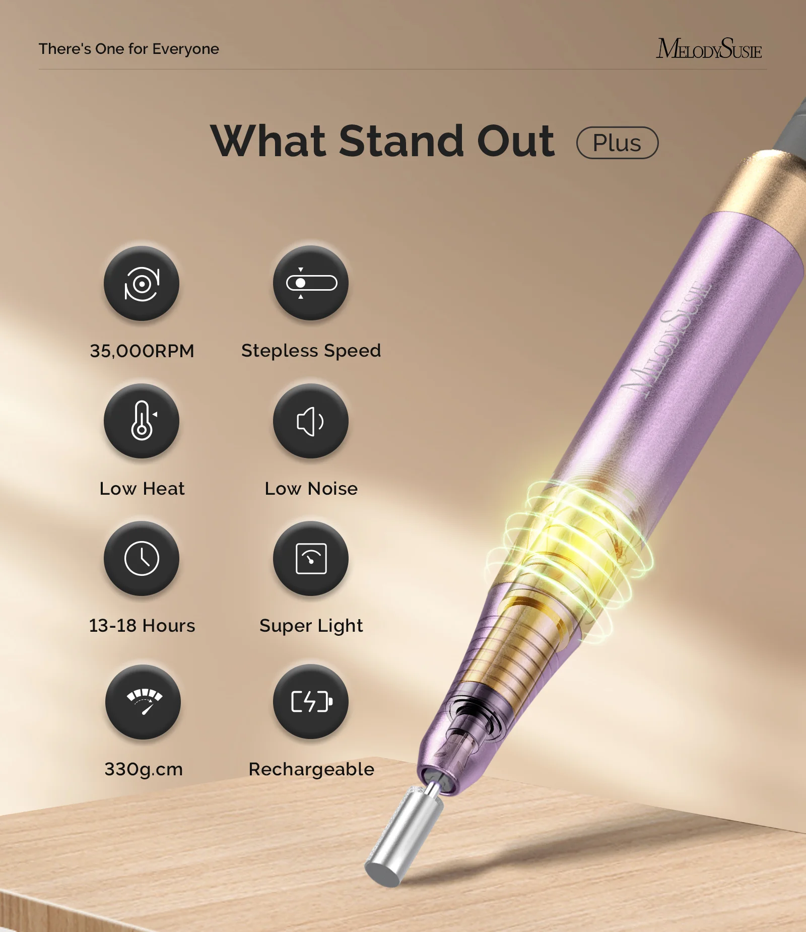 SM330G Clip-On Advanced Rechargeable 2-in-1 Nail Drill with Built-In Stand 35,000RPM - Purple - Image 3
