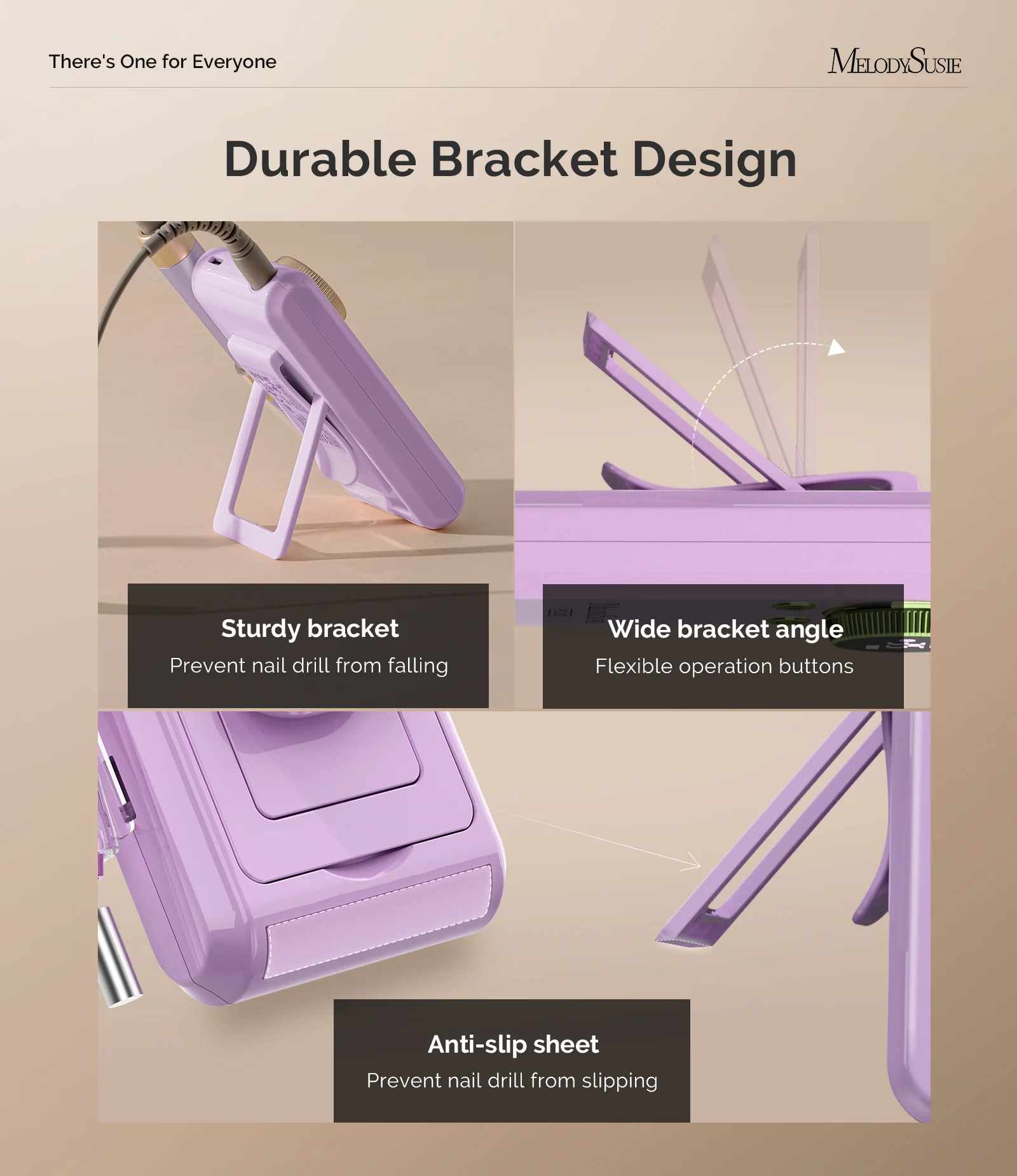 SM330G Clip-On Advanced Rechargeable 2-in-1 Nail Drill with Built-In Stand 35,000RPM - Purple - Image 8