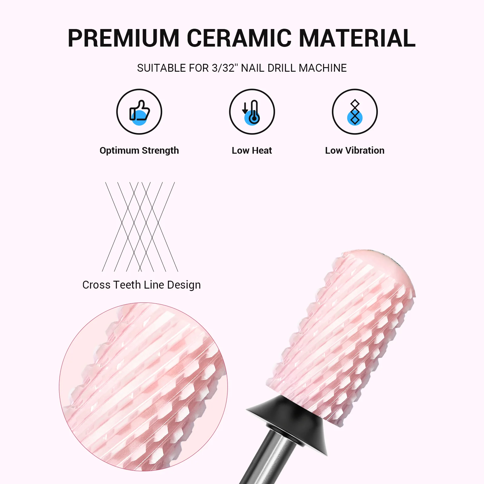 Smooth Round Top Large Barrel Ceramic Nail Drill Bit - Image 2