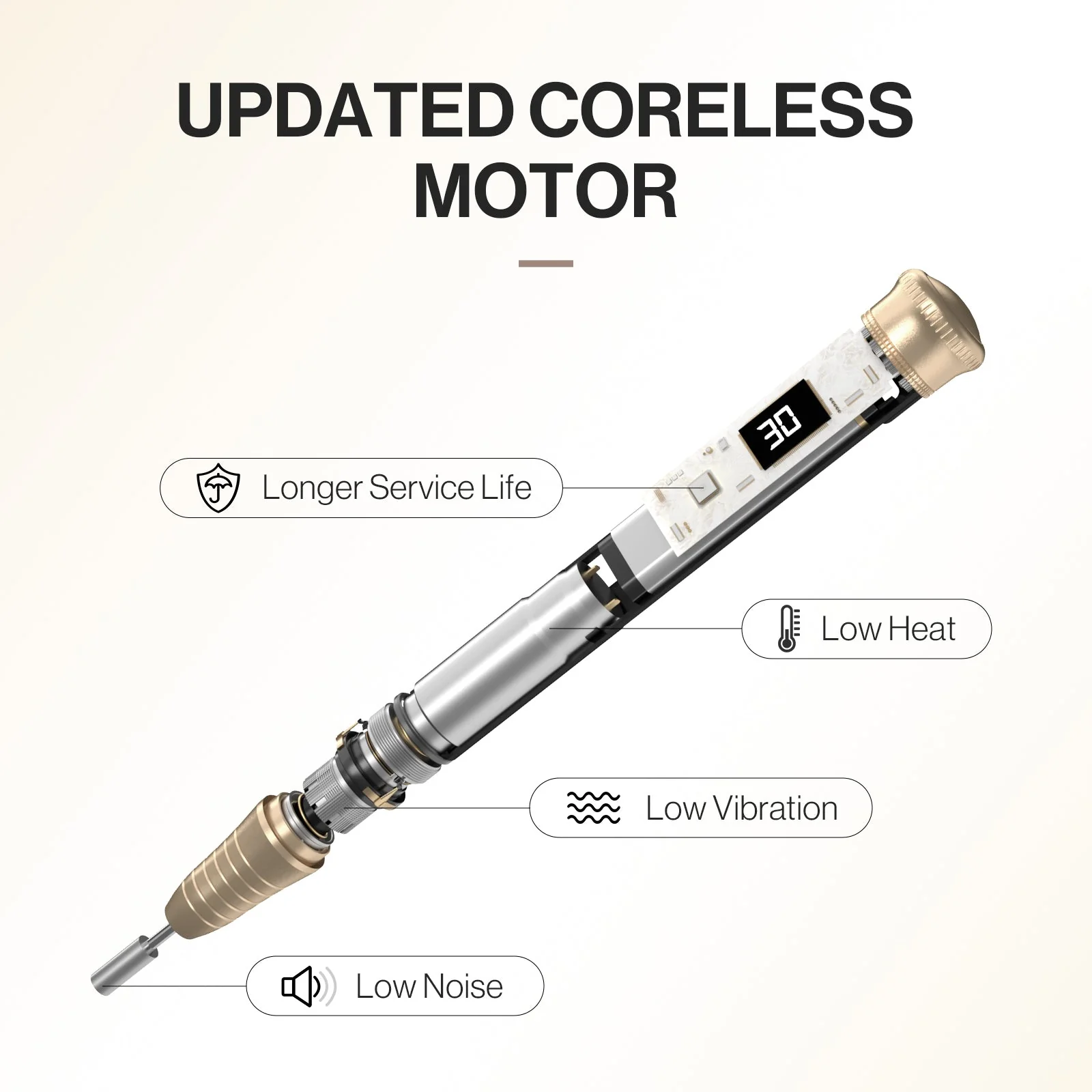 SP1(SM220E) Pen-Shaped Rechargeable Nail Drill 30,000RPM - Beginner Set - Image 4