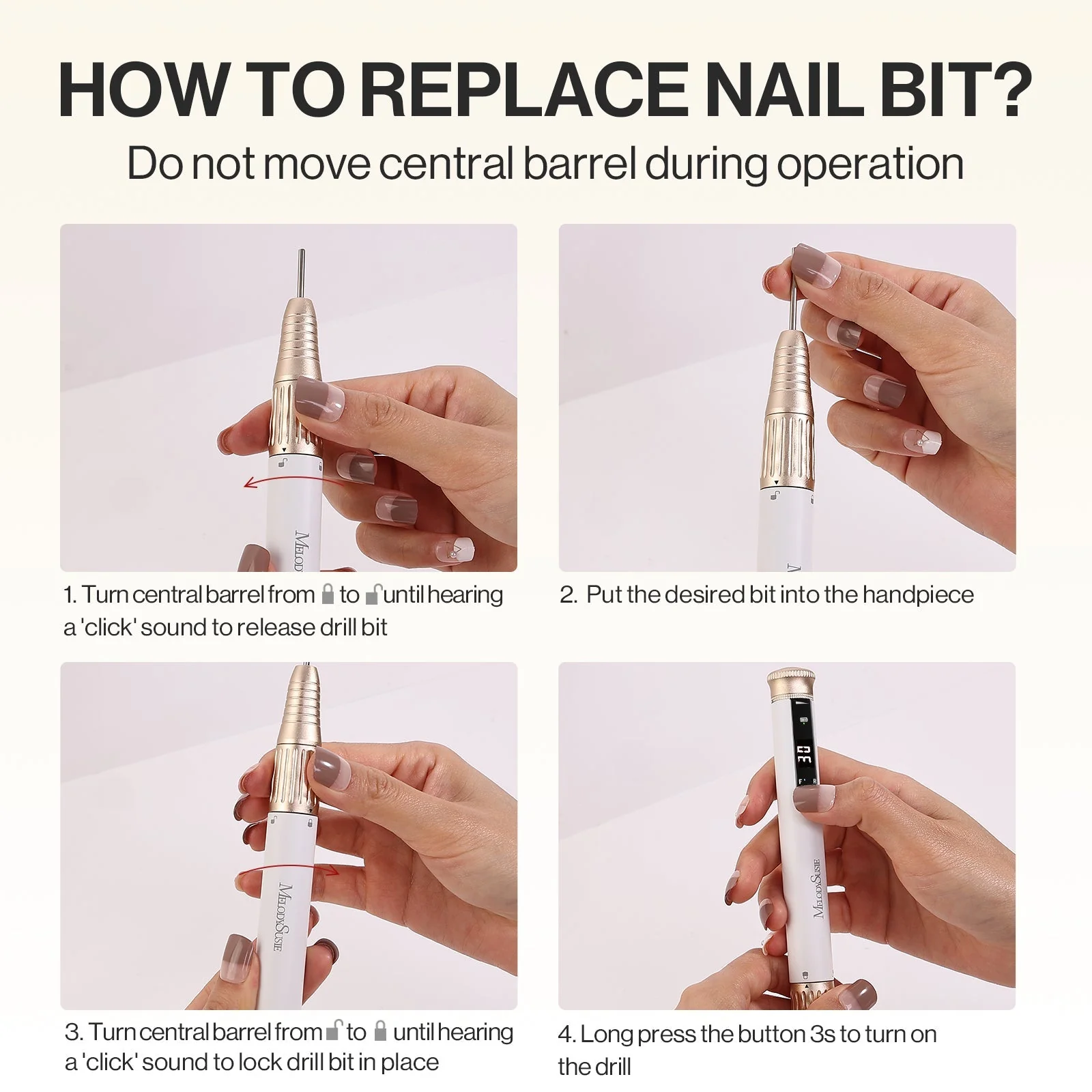 SP1(SM220E) Pen-Shaped Rechargeable Nail Drill 30,000RPM - Beginner Set - Image 8