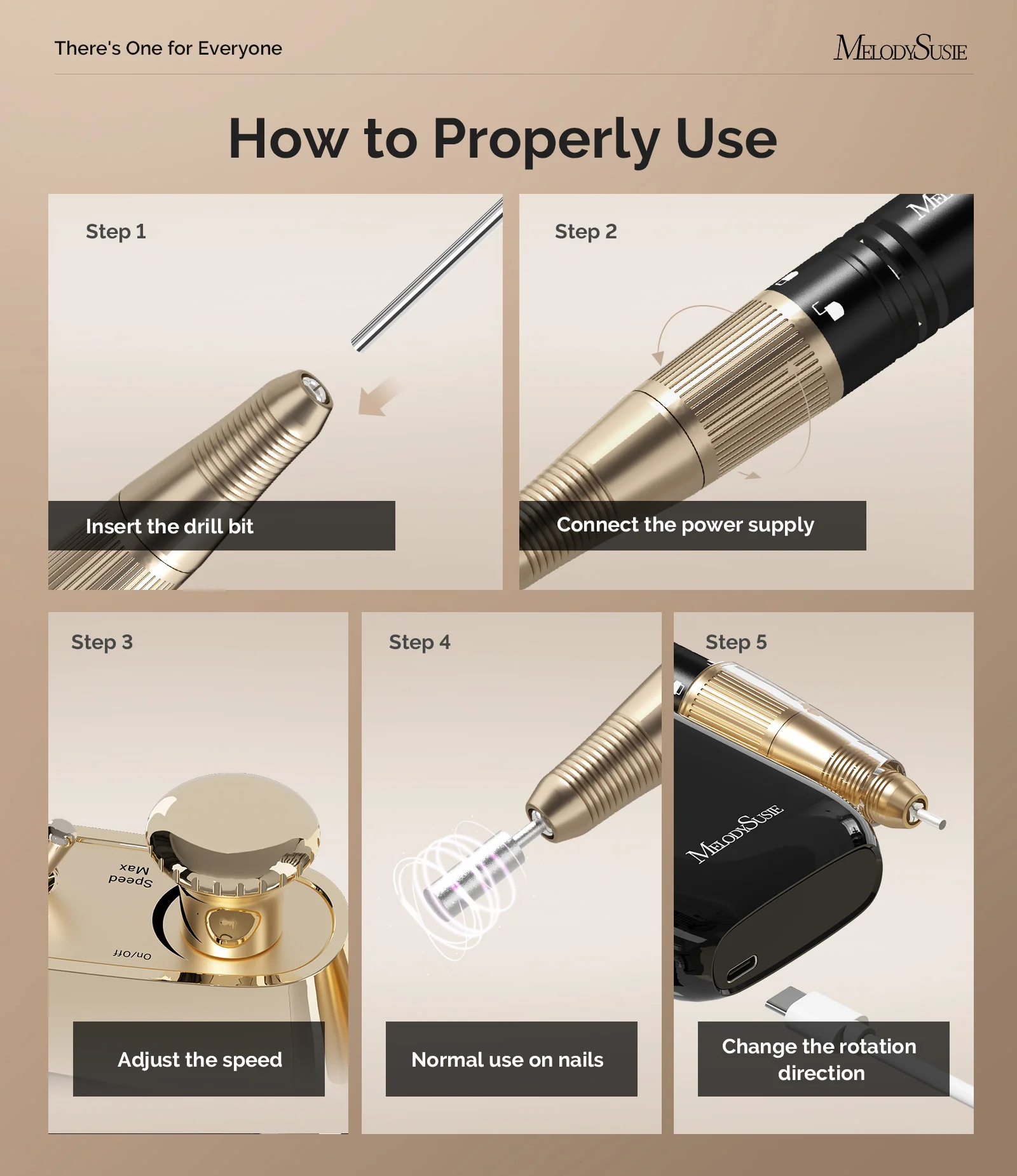 Jade(SC320C) Clip-On Vintage-Style Rechargeable Nail Drill 30,000RPM - Black - Image 5