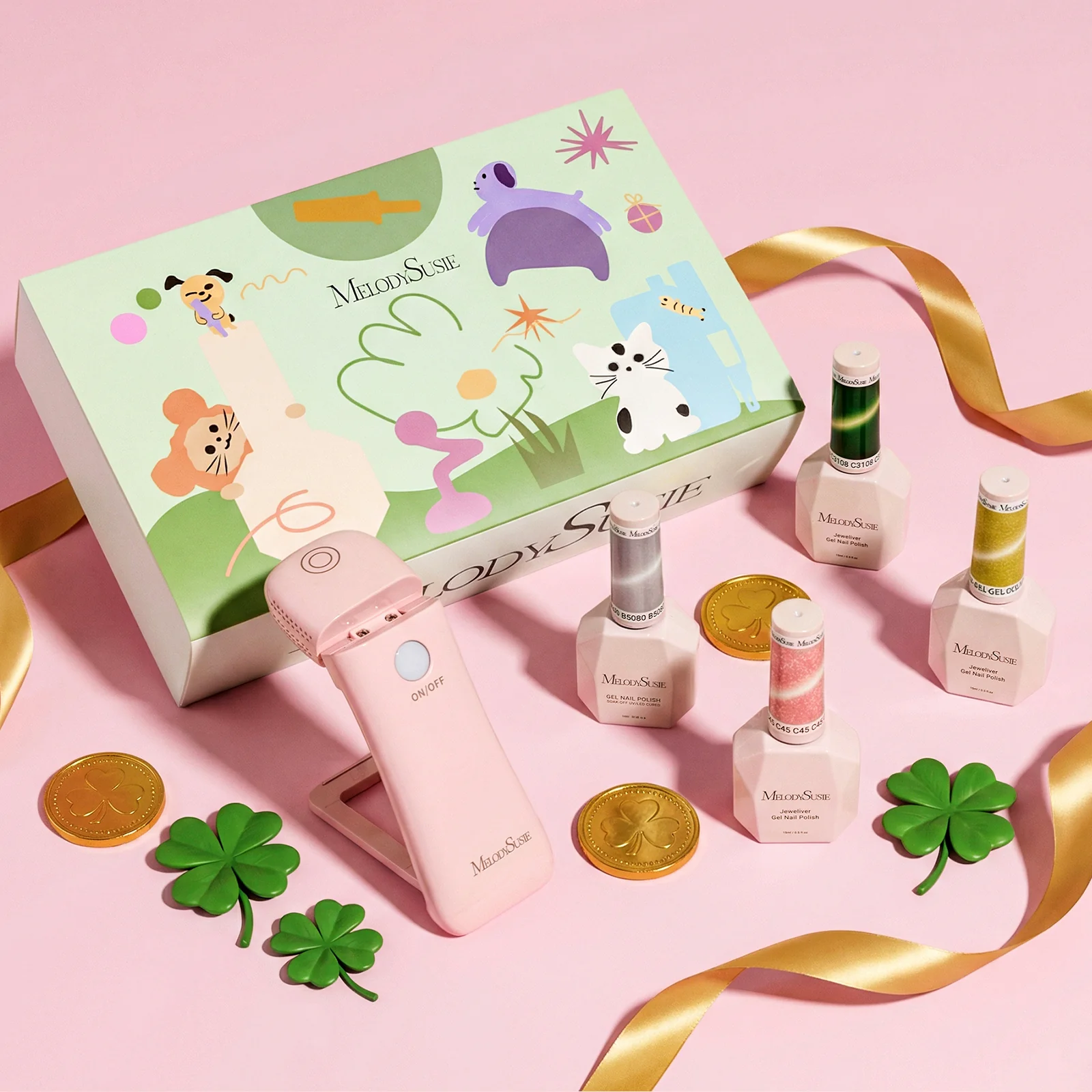 St. Patrick's Day Cat Eye Nail Gel Polish Gift Box - 6 Colors - Image 2
