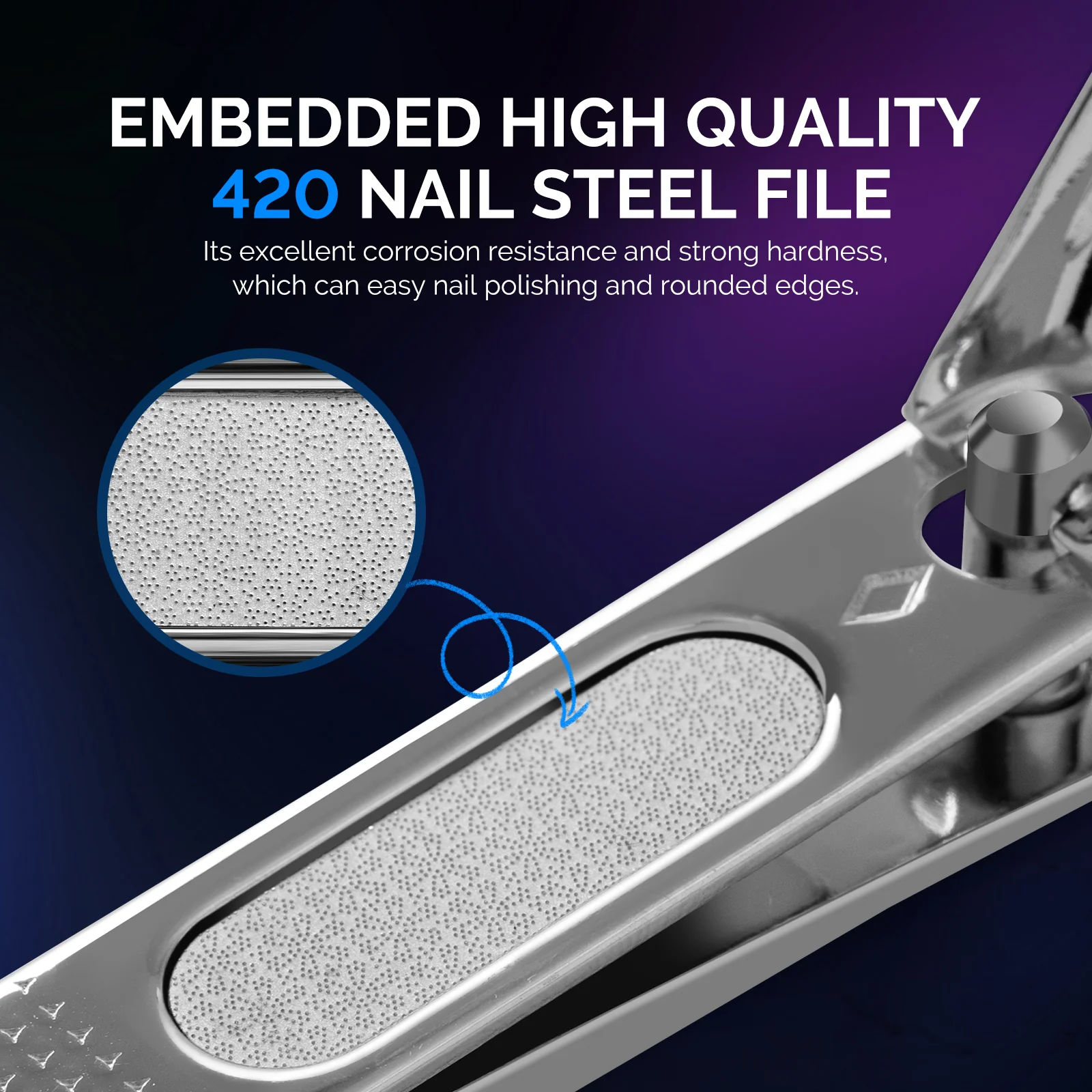 Stainless Steel Nail Clippers 2 in 1 Kit - Blue - Image 6