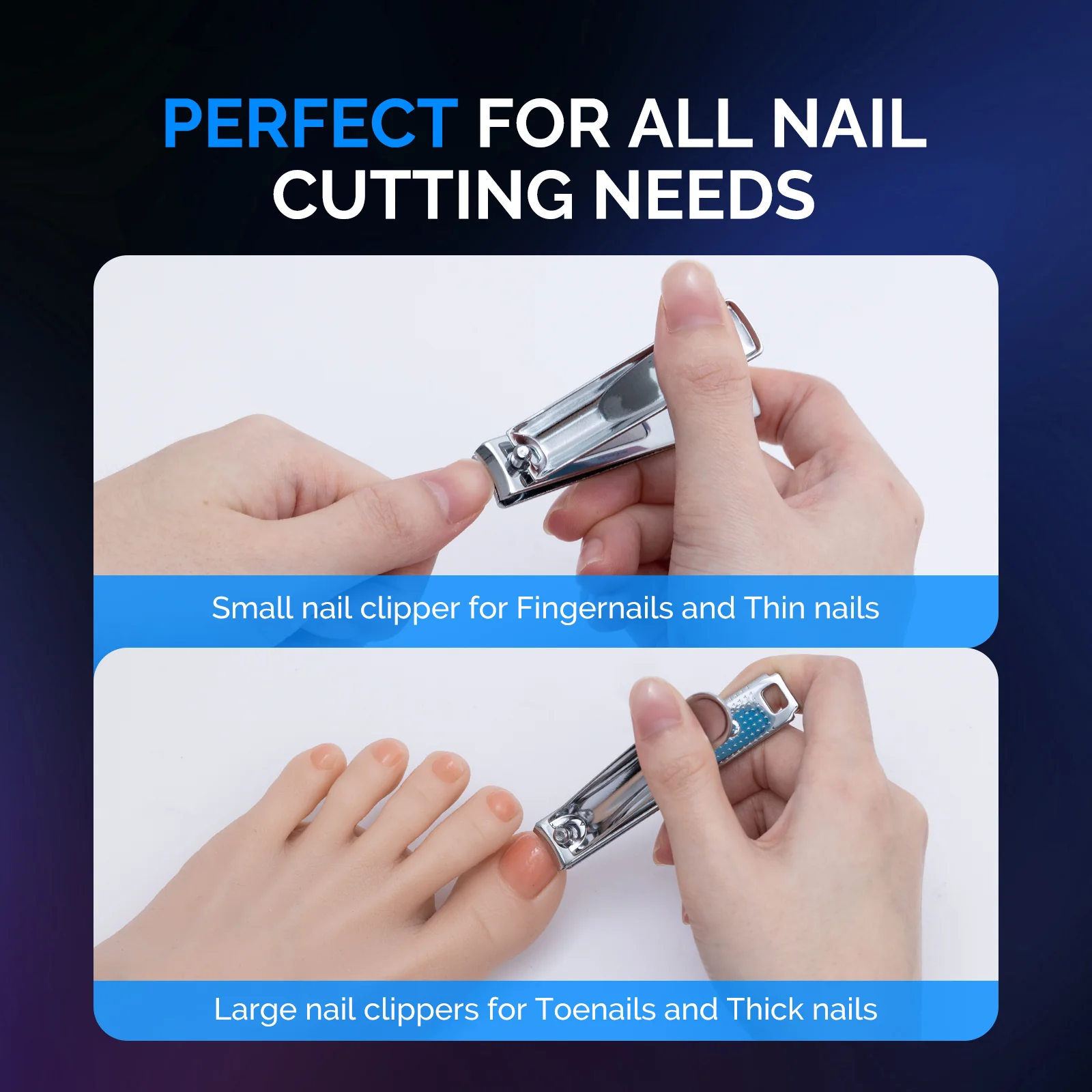 Stainless Steel Nail Clippers 2 in 1 Kit - Blue - Image 7