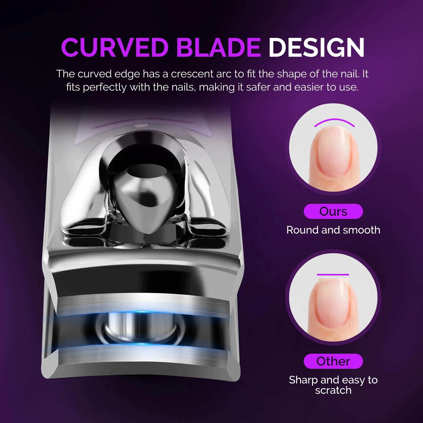 Stainless Steel Nail Clippers 2 in 1 Kit - Purple - Image 4