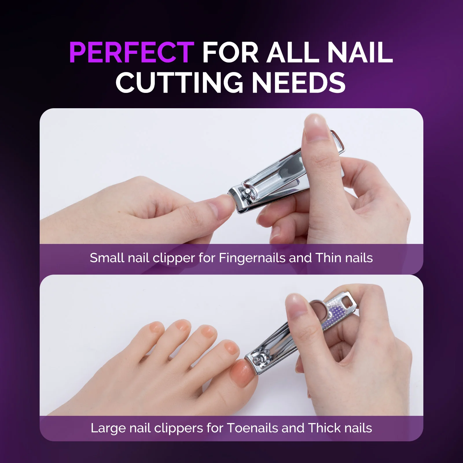 Stainless Steel Nail Clippers 2 in 1 Kit - Purple - Image 7