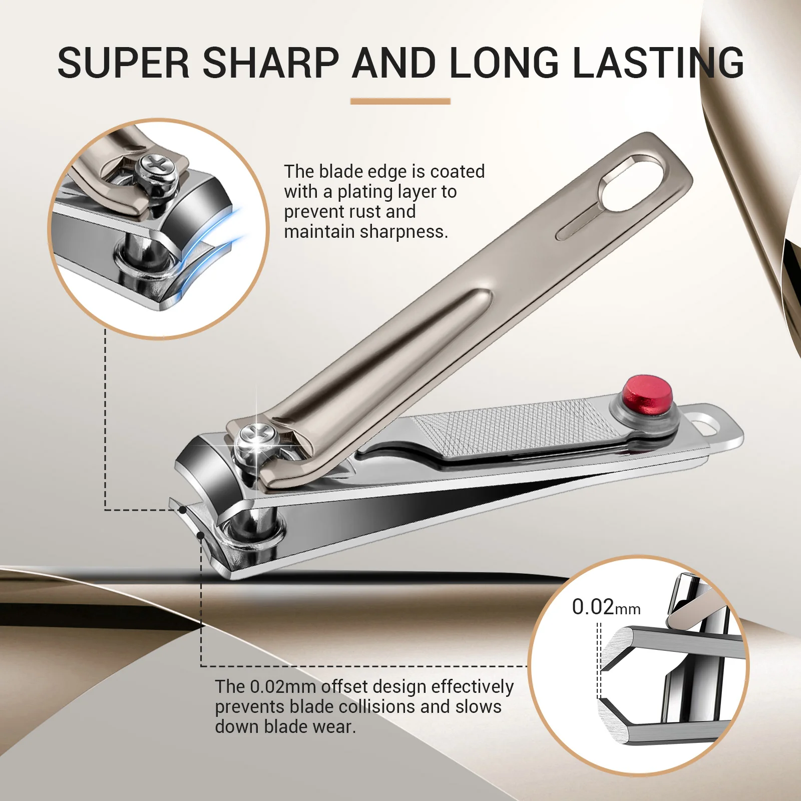 Stainless Steel Nail Clippers 3 in 1 Kit - Champagne - Image 3