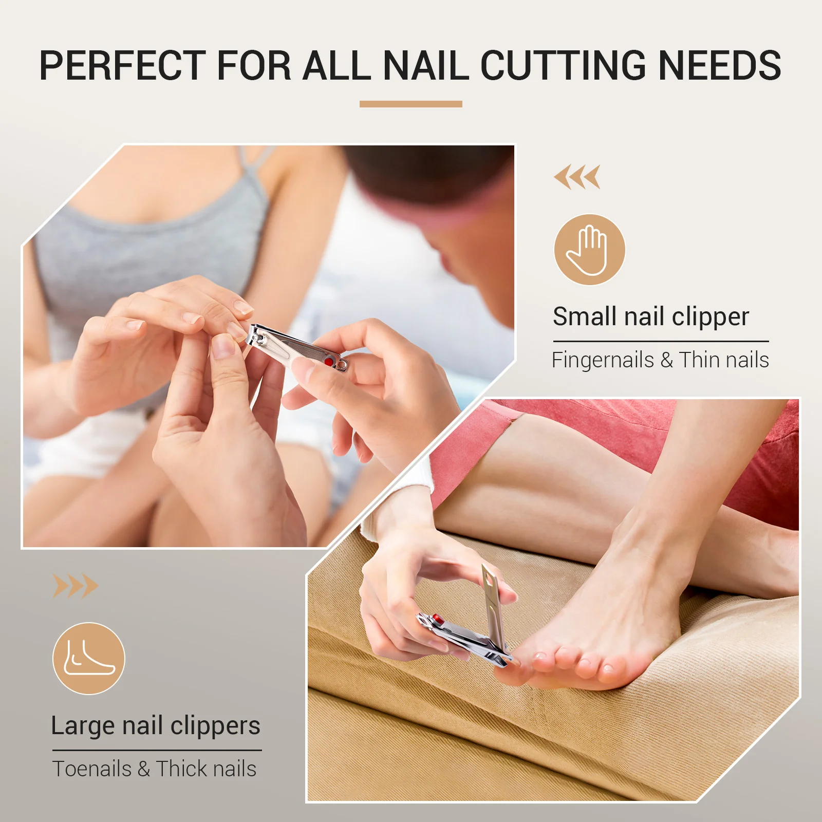Stainless Steel Nail Clippers 3 in 1 Kit - Champagne - Image 7