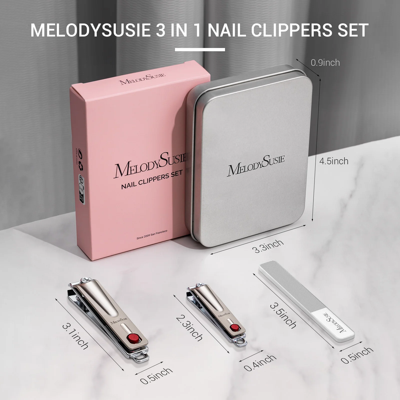 Stainless Steel Nail Clippers 3 in 1 Kit - Champagne - Image 9