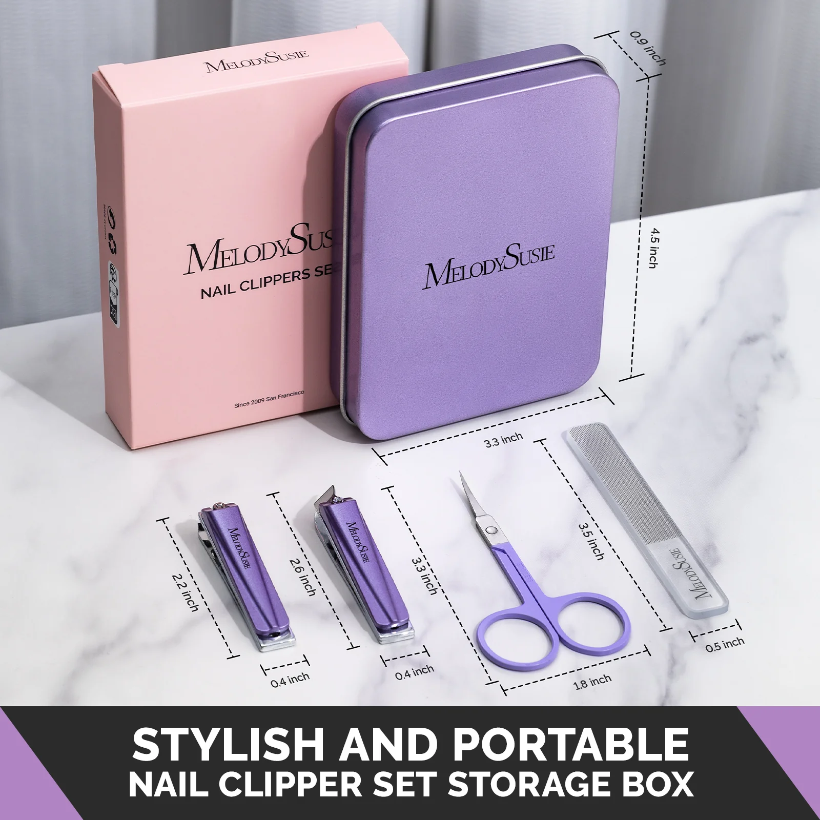 Stainless Steel Nail Clippers 4 in 1 Kit - Purple - Image 6