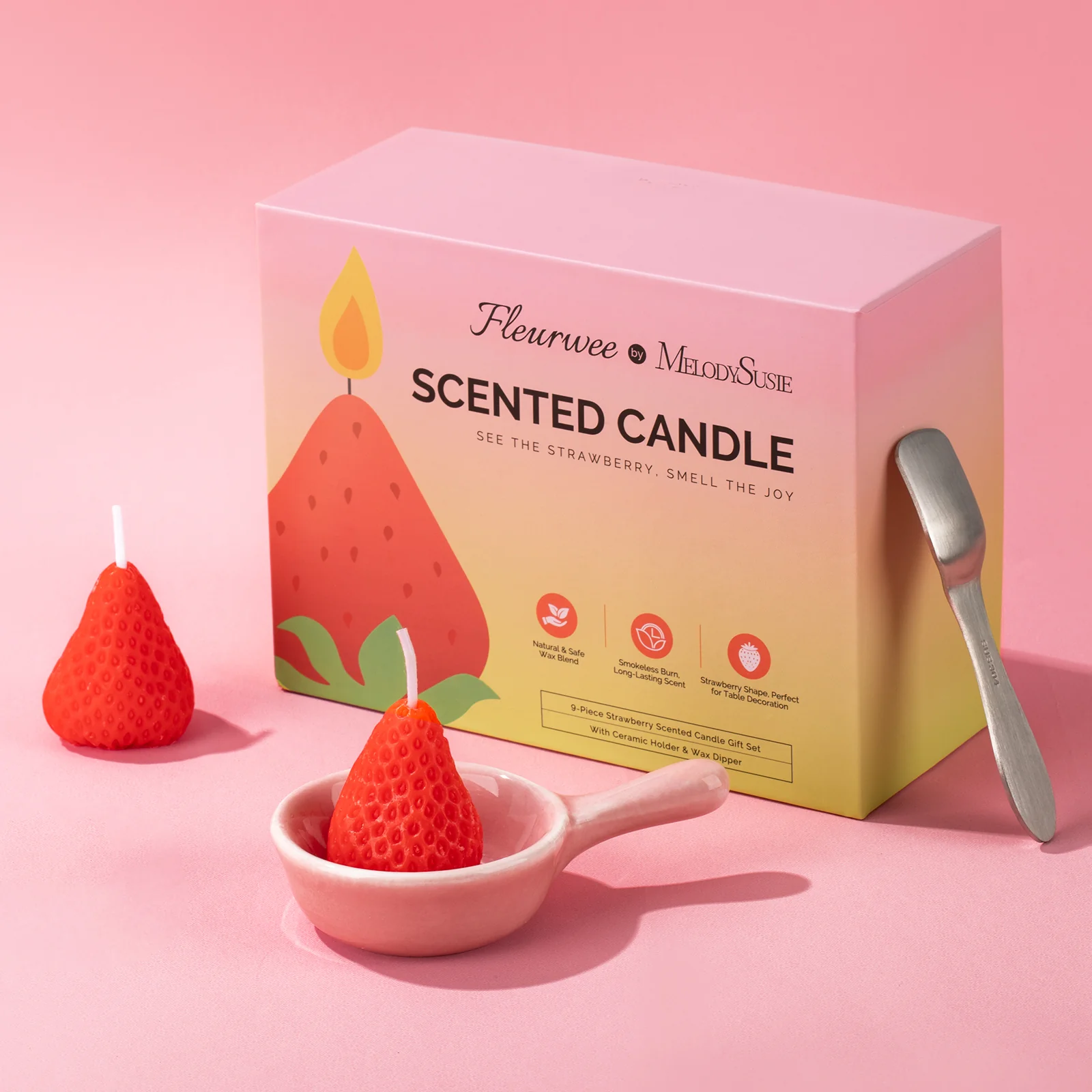 Strawberry-Shaped Scented Candle Gift Set