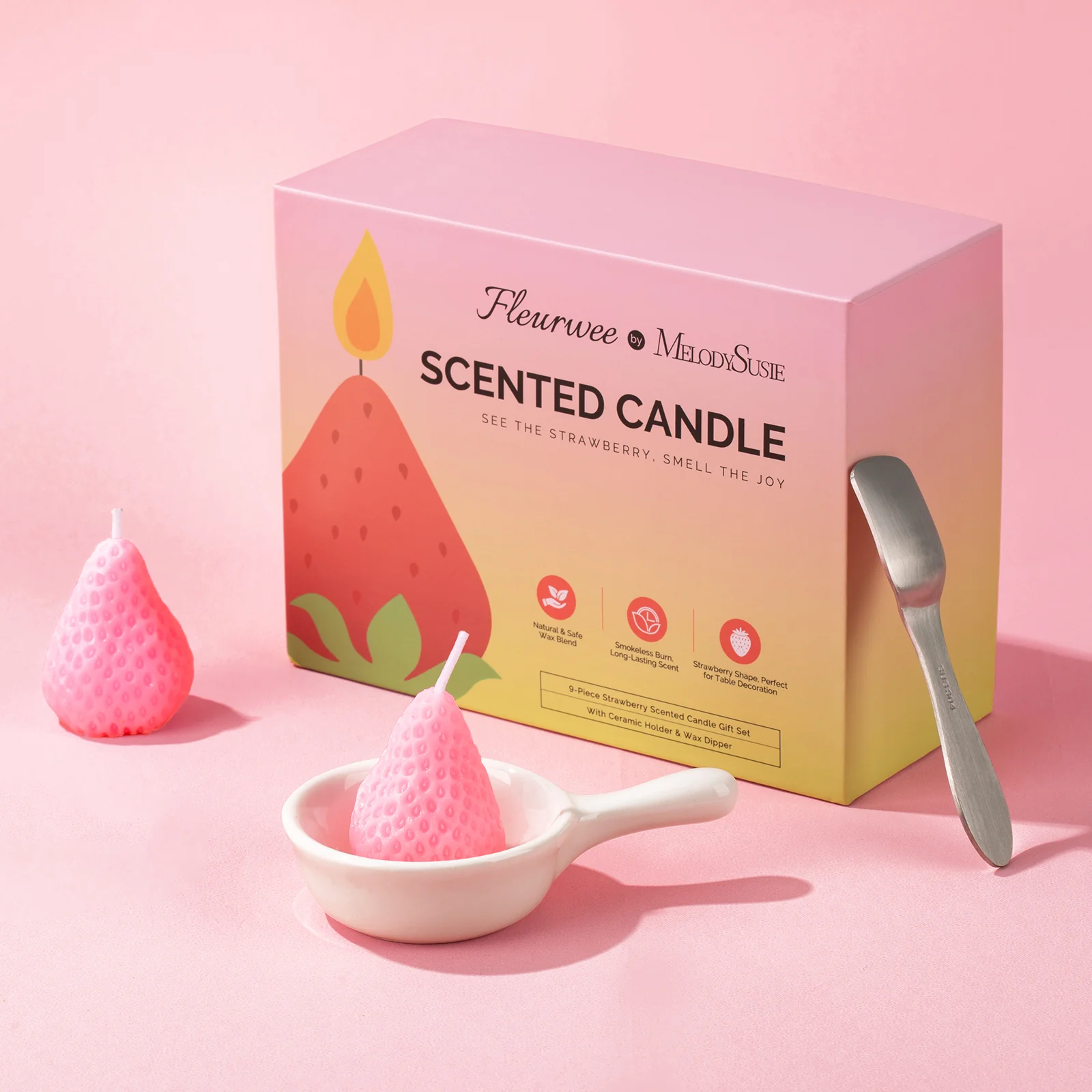 Strawberry-Shaped Scented Candle Gift Set - Image 10