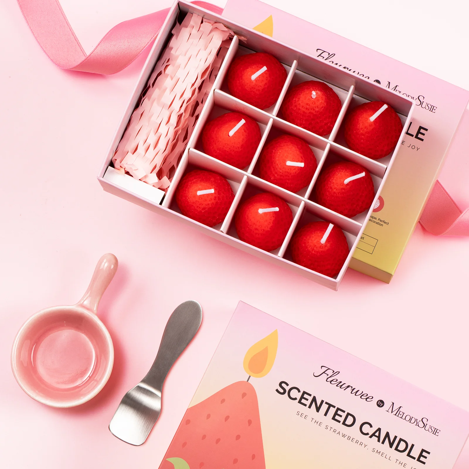 Strawberry-Shaped Scented Candle Gift Set - Image 2