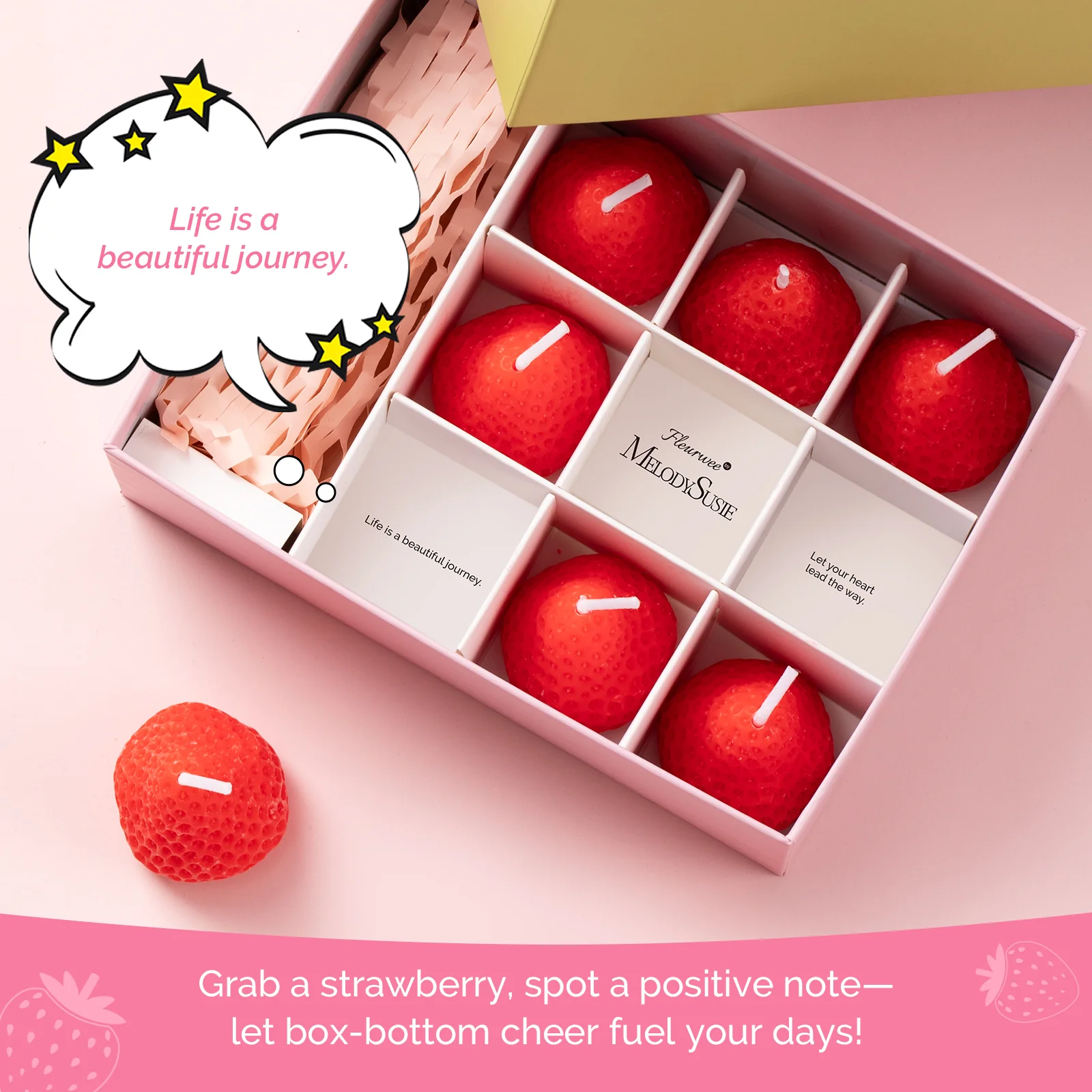 Strawberry-Shaped Scented Candle Gift Set - Image 4
