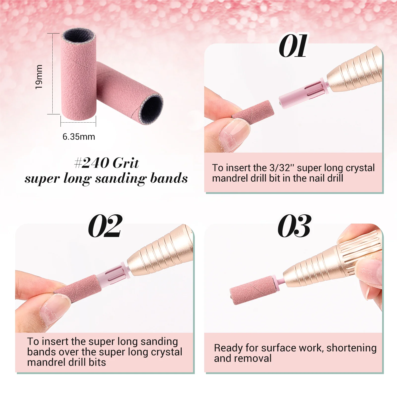 Super Long Sanding Bands with 6.65mm Crystal Mandrel Bit - 50 Pcs - Image 8