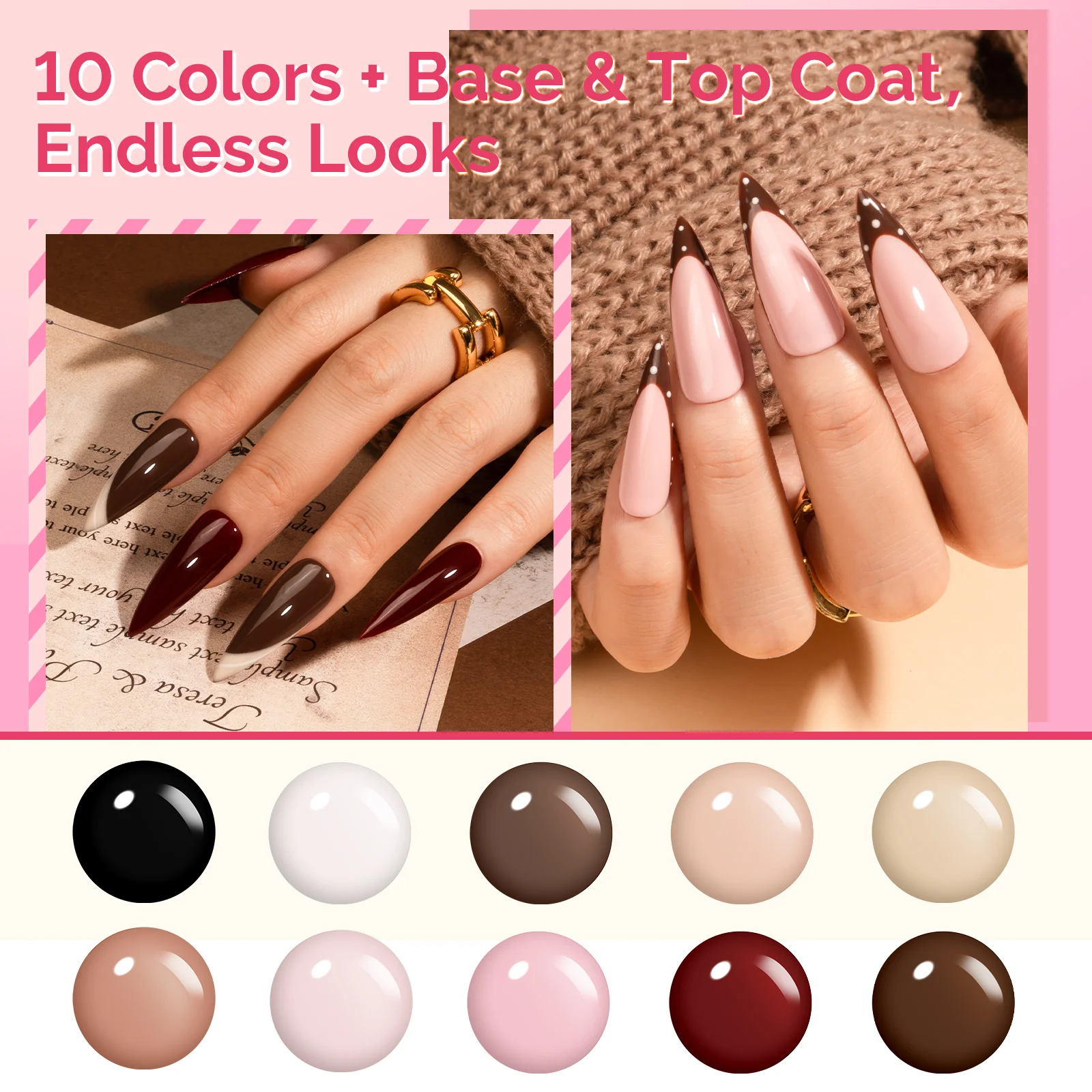 Plant-Based HEMA-Free & HPMA-Free & TPO-Free Gel Nail Polish 12Pcs Classic Nude Set - US ONLY - Image 3