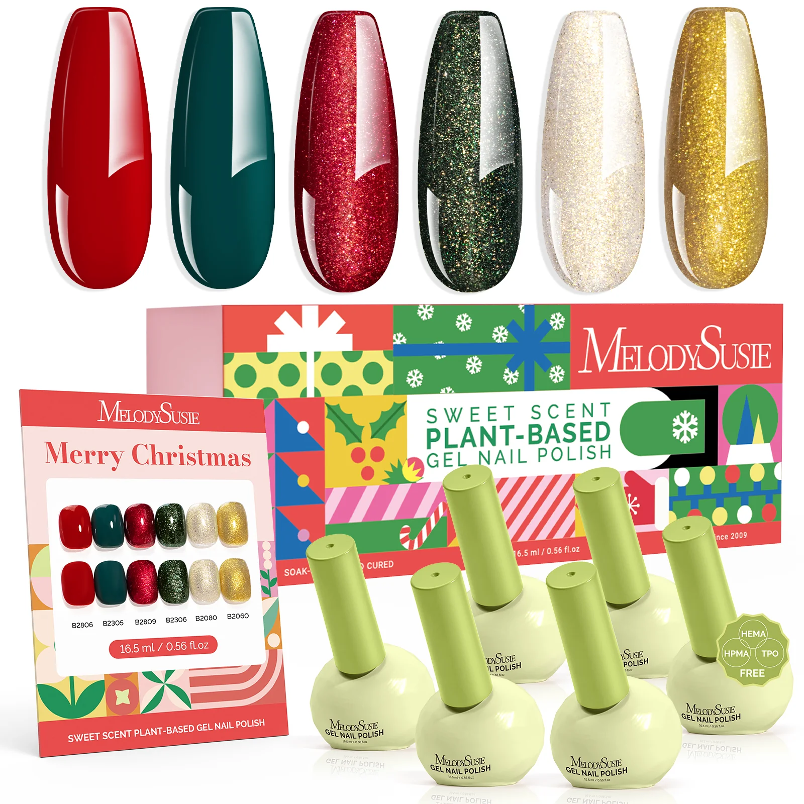 Plant-Based HEMA-Free & HPMA-Free & TPO-Free Gel Nail Polish Set - Crimberry Spark Set 16.5ml 6Pcs - Image 9