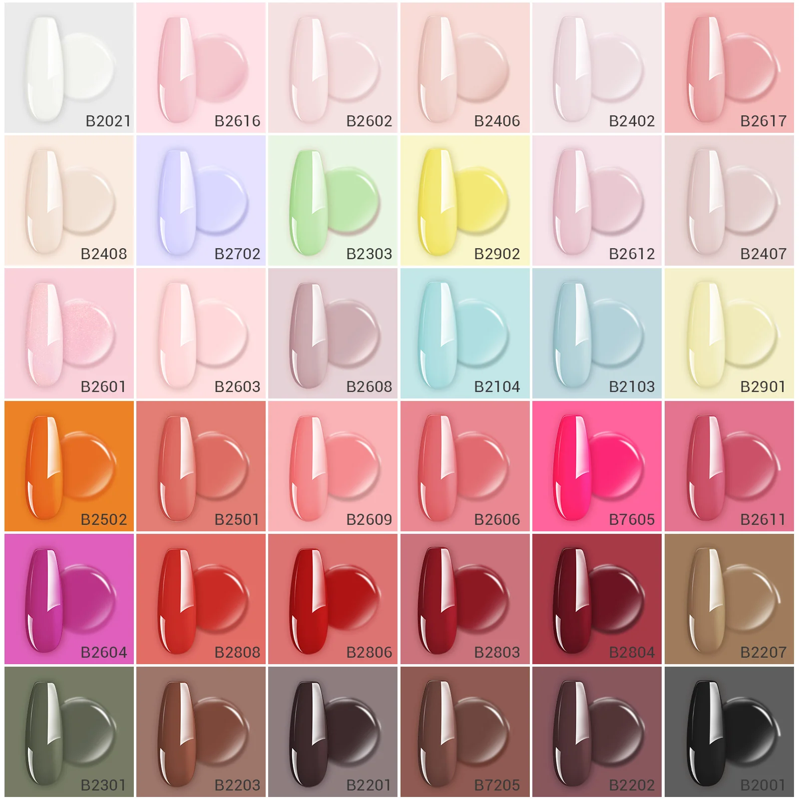 Plant-Based HEMA-Free & HPMA-Free & TPO-Free Gel Nail Polish 36 Colors Full Set - Image 2