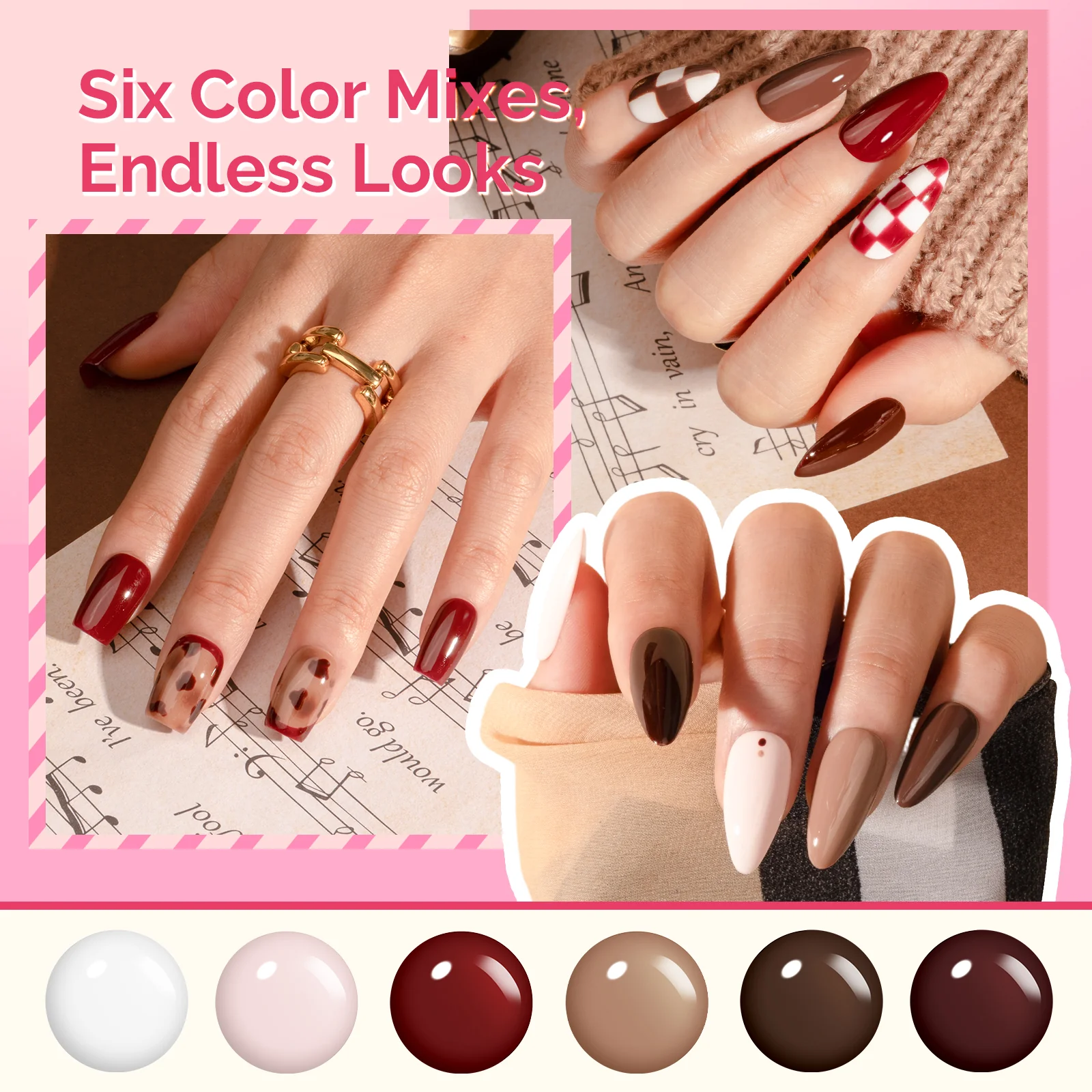 Plant-Based HEMA-Free & HPMA-Free & TPO-Free Gel Nail Polish Set - Nude Neautral Set 16.5ml 6Pcs - Image 2