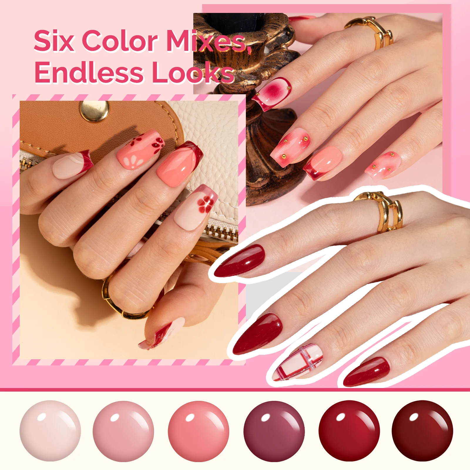 Plant-Based HEMA-Free & HPMA-Free & TPO-Free Gel Nail Polish Set - Crimberry Spark Set 16.5ml 6Pcs - Image 2