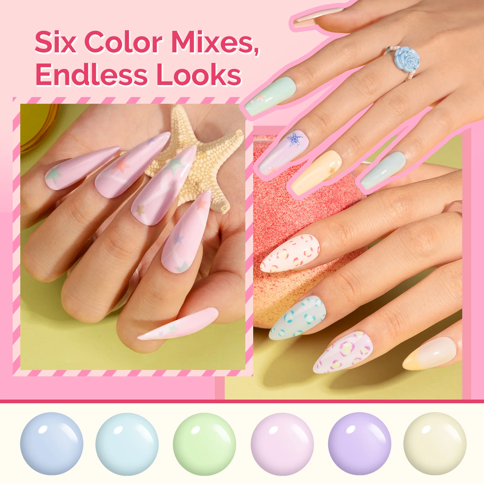 Plant-Based HEMA-Free & HPMA-Free & TPO-Free Gel Nail Polish Set - Fun Macarons Set 16.5ml 6Pcs - Image 2