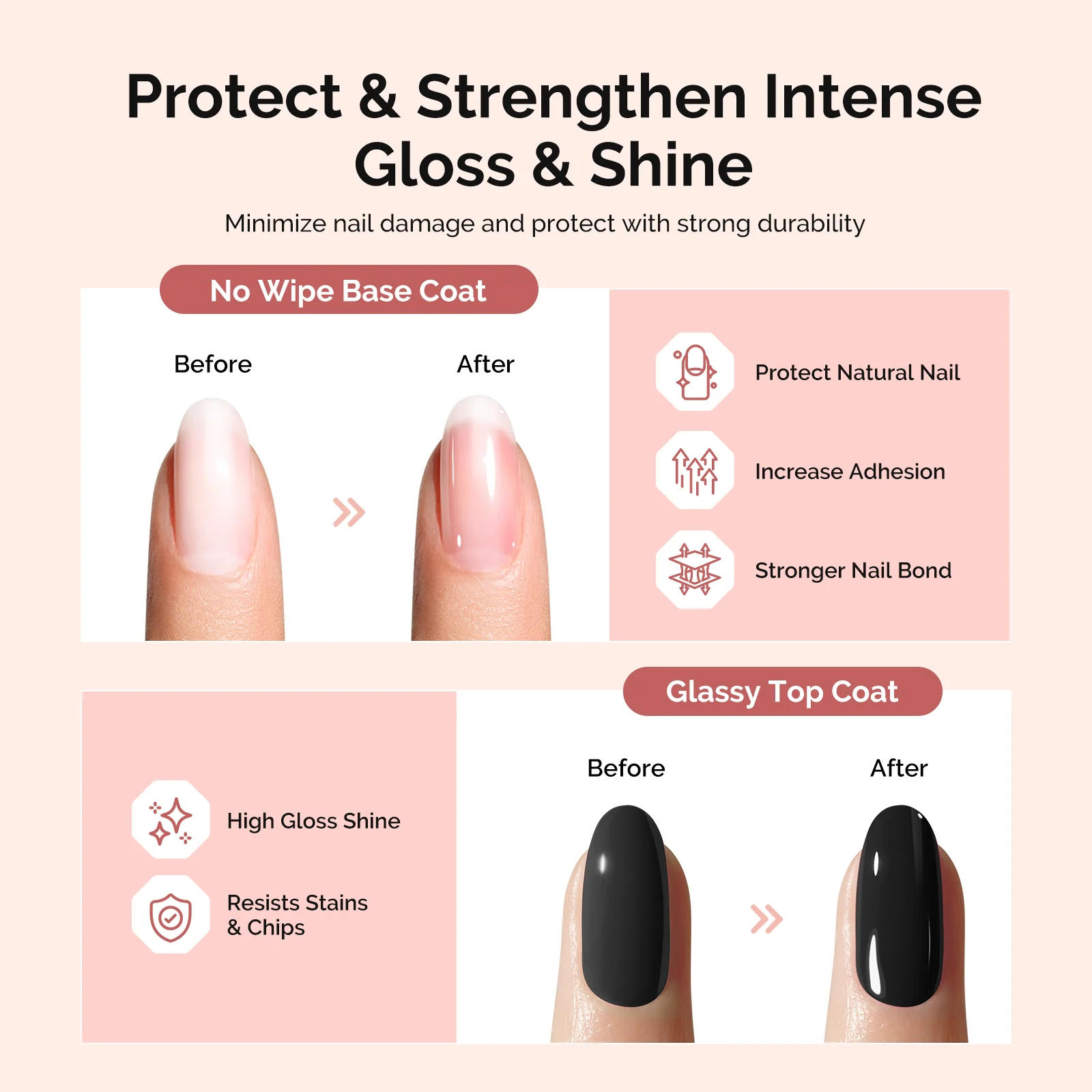 Top & Base Coat Gel Essentials Set - 3Pcs - Image 5