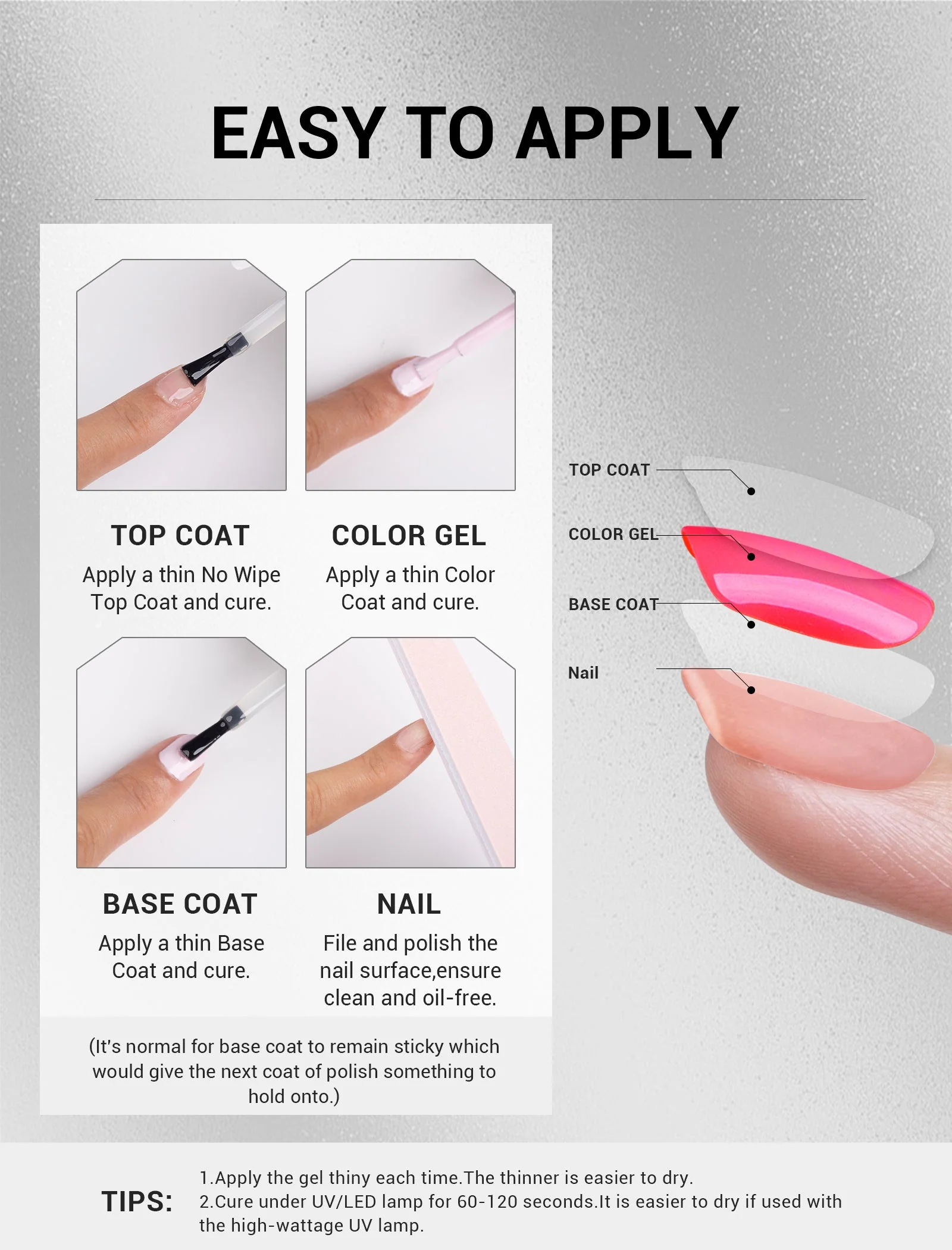 Top & Base Coat Nail Gel Polish 15ml - Image 7