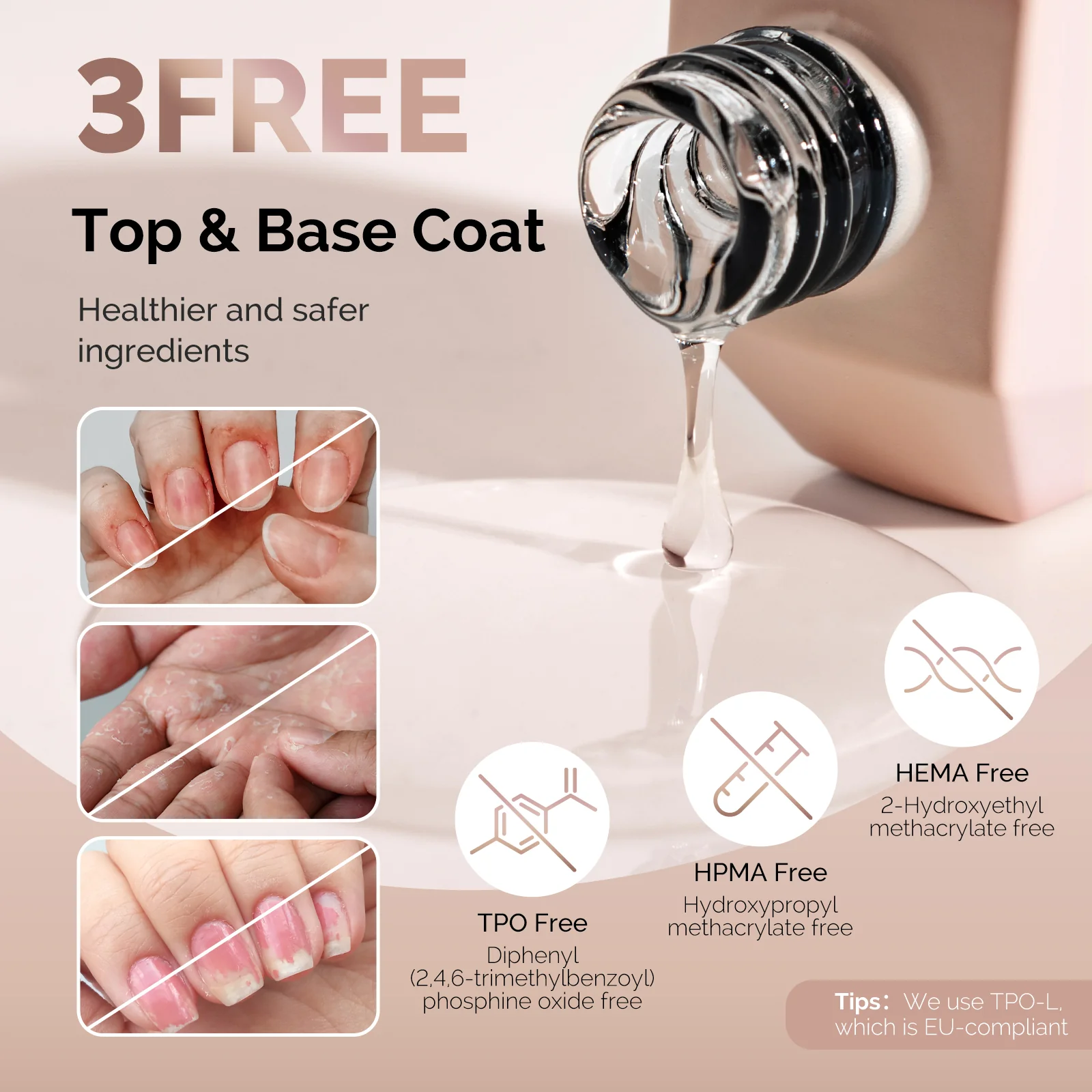 Top Coat & Base Coat 2Pcs - HEMA-Free & HPMA-Free & TPO-Free Gel Nail Polish 0.5 fl oz/15ml - Image 2