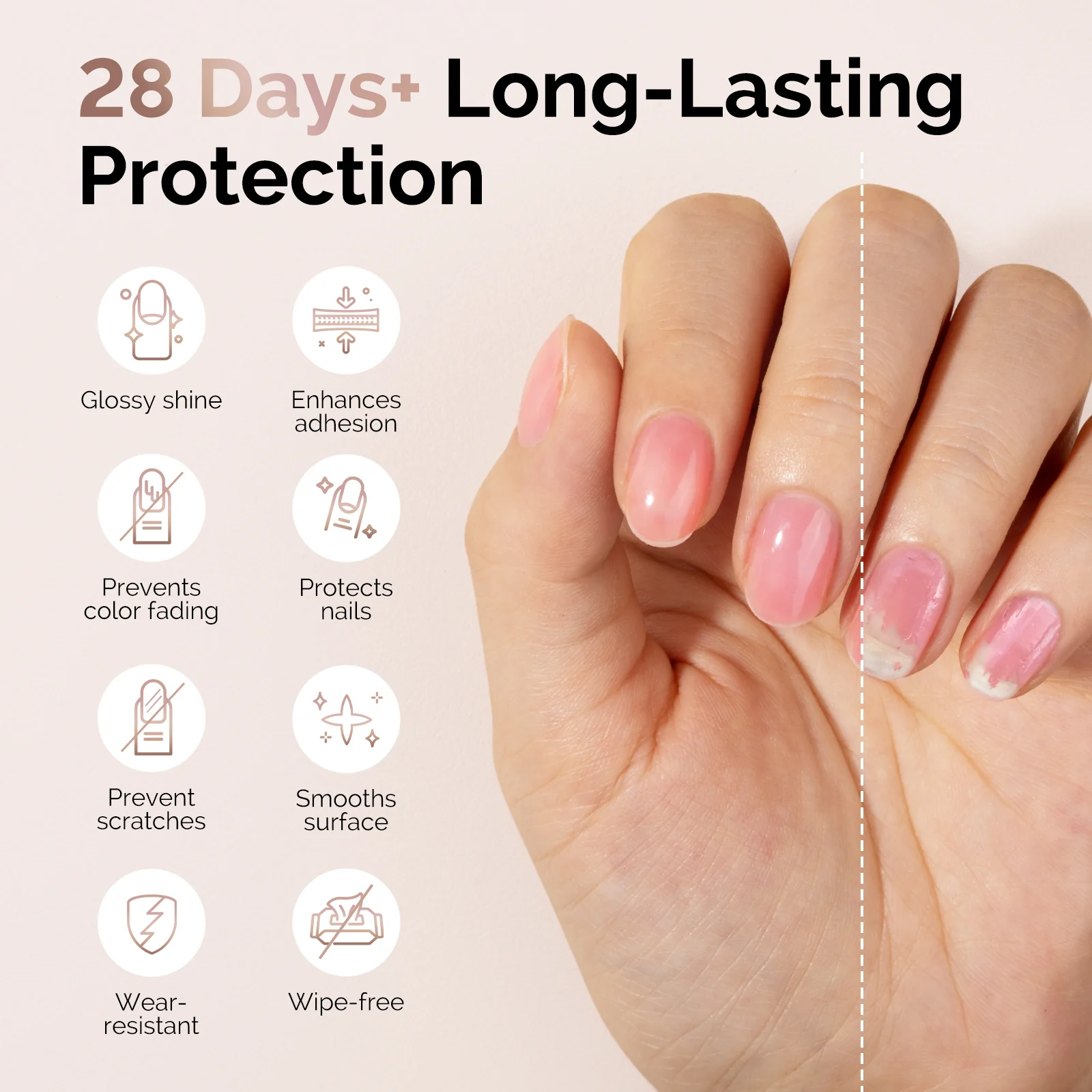 Top Coat & Base Coat 2Pcs - HEMA-Free & HPMA-Free & TPO-Free Gel Nail Polish 0.5 fl oz/15ml - Image 3