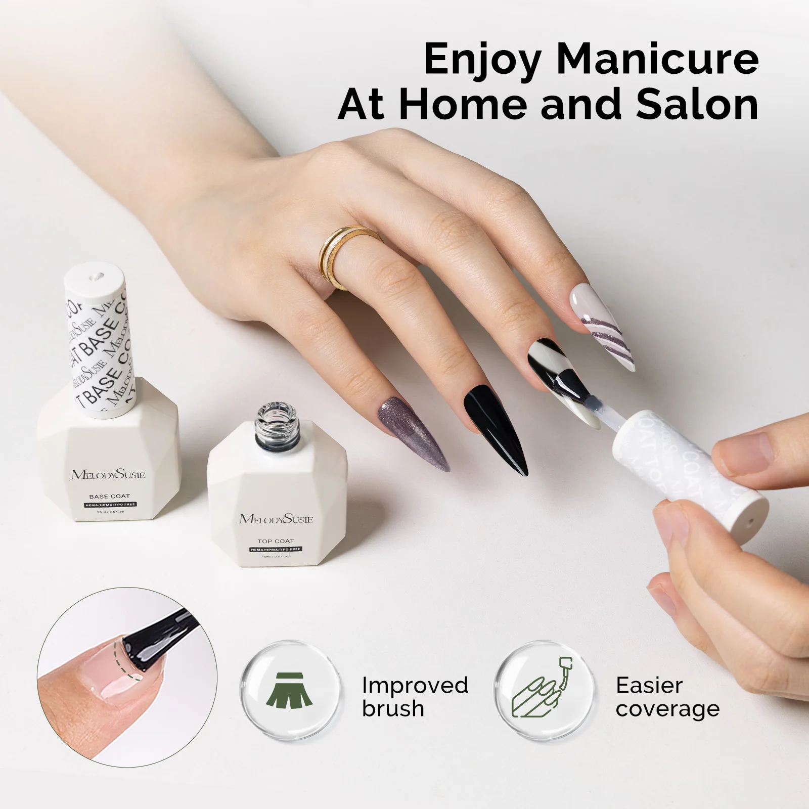 Top Coat & Base Coat - HEMA-Free & HPMA-Free & TPO-Free Gel Nail Polish 0.5 fl oz/15ml - Image 5
