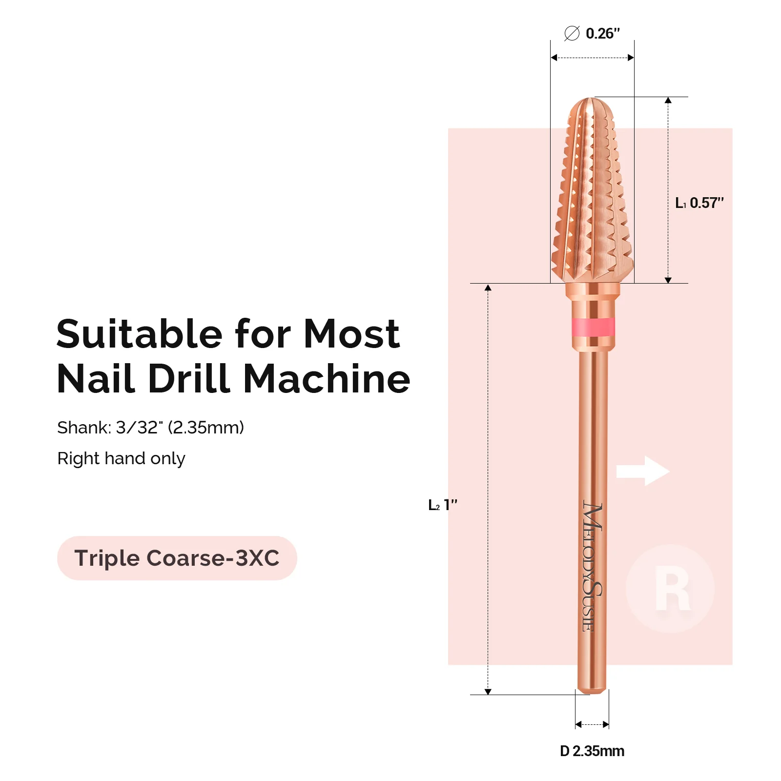 Tornado Tungsten Carbide Nail Drill Bits - Rose Gold - Image 3