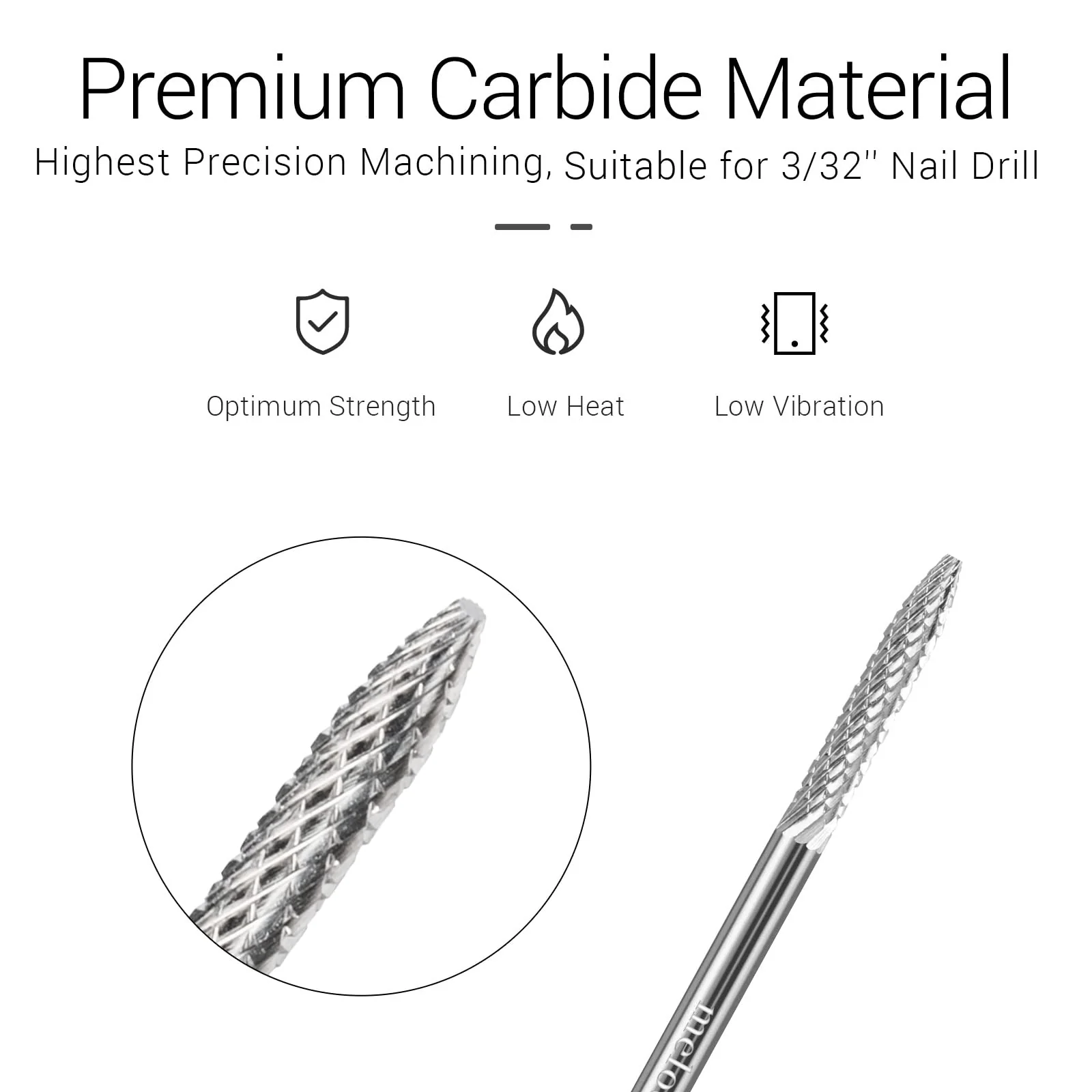Tungsten Carbide Safety Under Nail Cleaner Nail Drill Bit Silver - Image 3