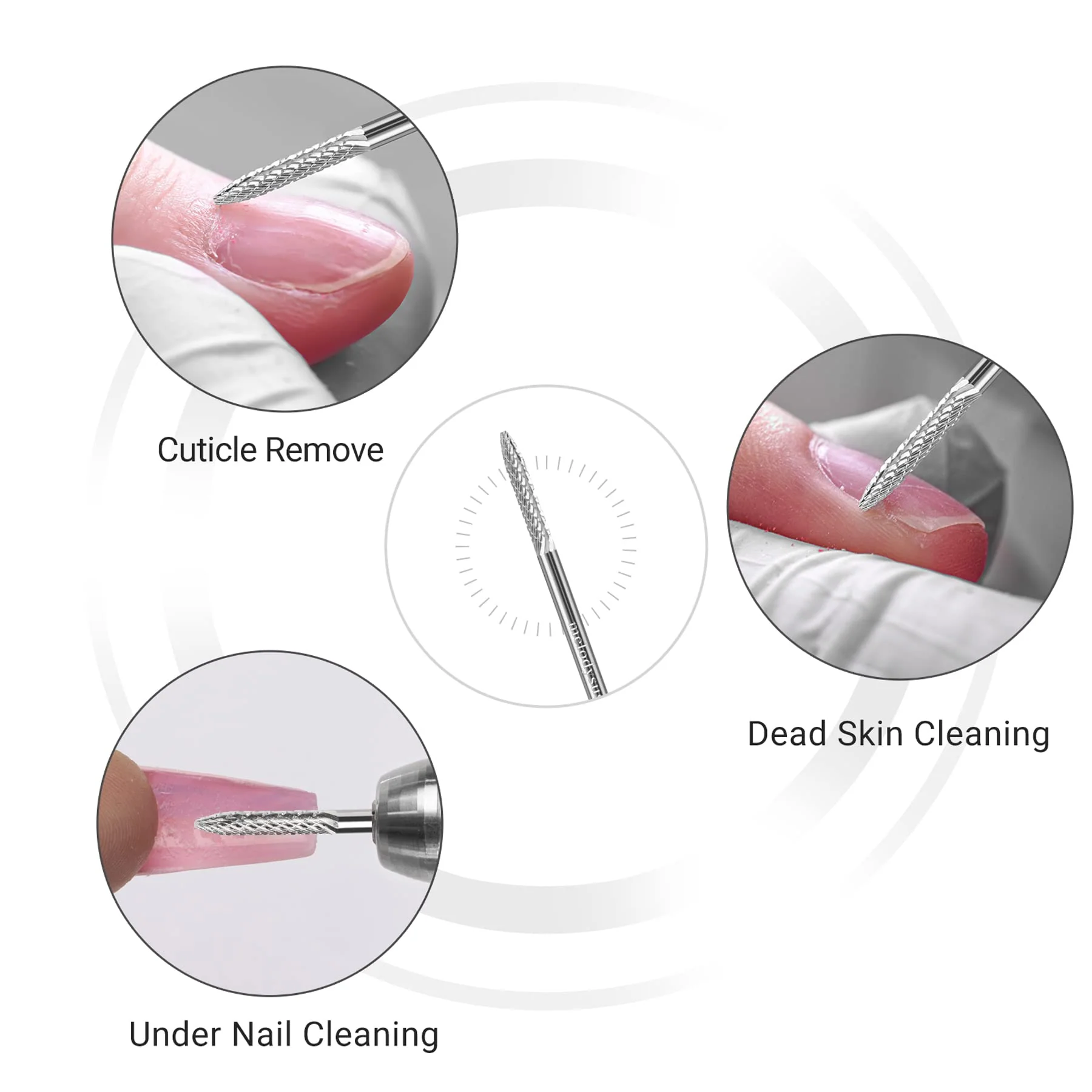 Tungsten Carbide Safety Under Nail Cleaner Nail Drill Bit Silver - Image 4