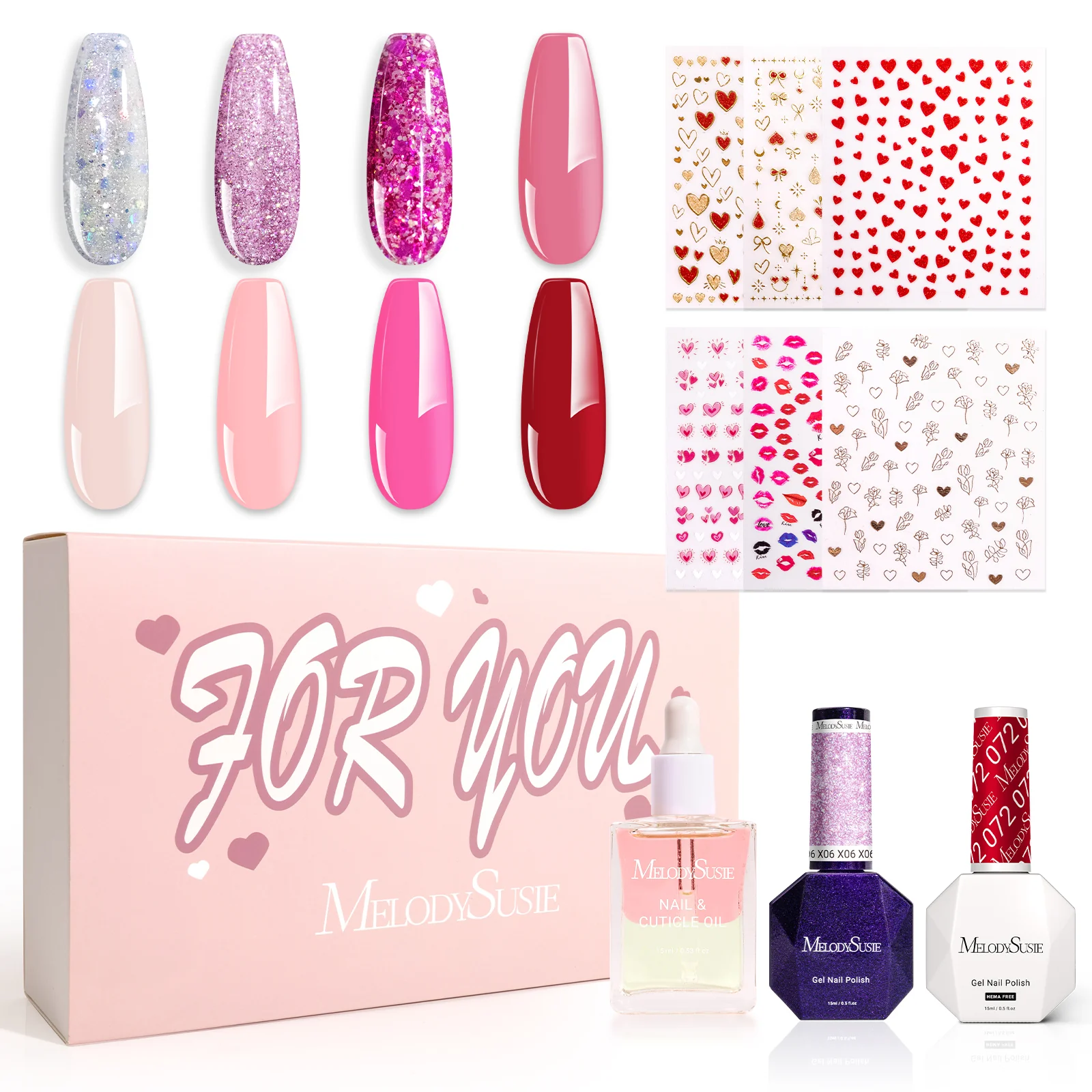 Valentine's Day Gel Nail Polish Pink Promise Set - 8 Colors