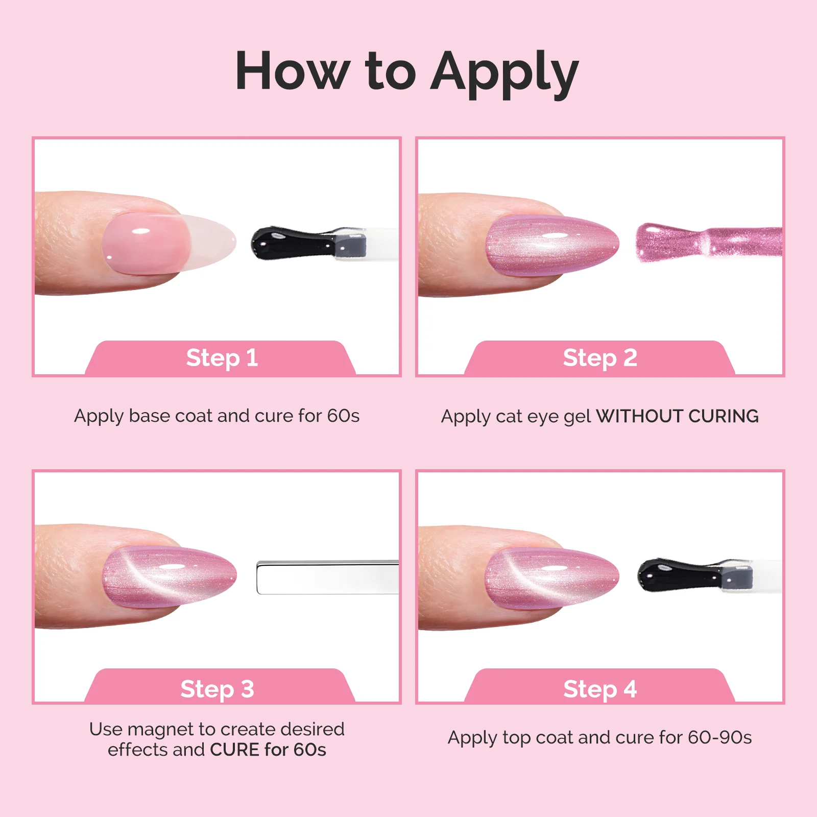 Jeweliver Cat Eye HEMA-Free & TPO-Free Gel Nail Polish 0.5 fl oz/15ml - A-1603 Pearl Bubblegum Pink - Image 6