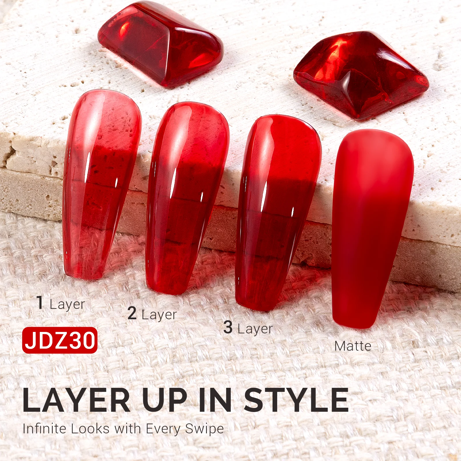 Jeweliver Jelly TPO-Free Gel Polish 15ml - Red Diamond - JDZ30 - Image 2