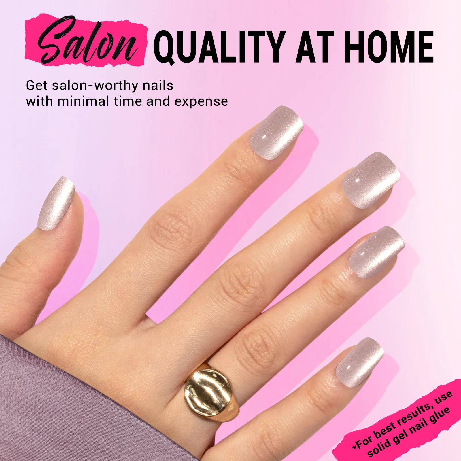 Velvet Pink Cat Eye Press On Nails Kit - US ONLY - Image 4