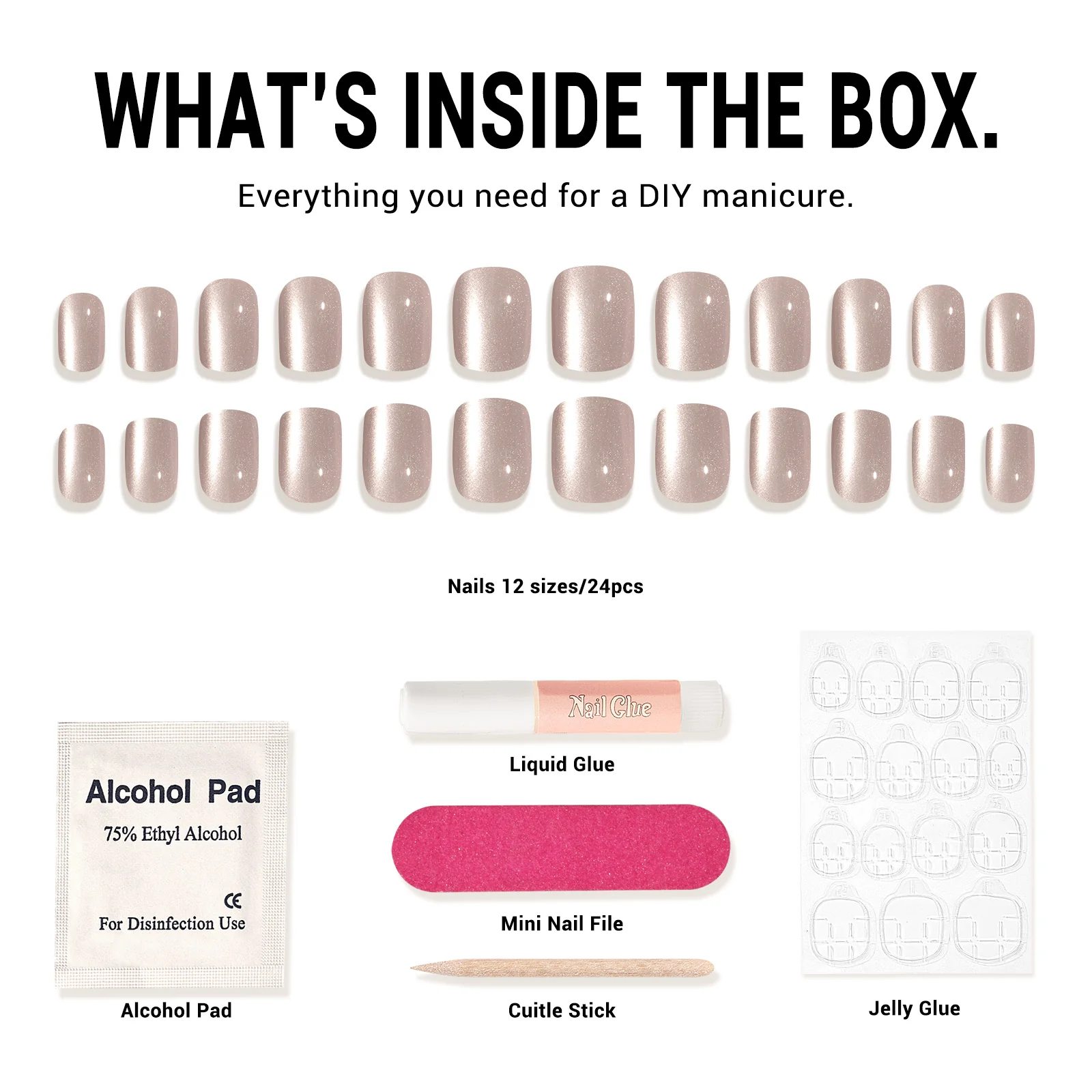 Velvet Pink Cat Eye Press On Nails Kit - US ONLY - Image 6
