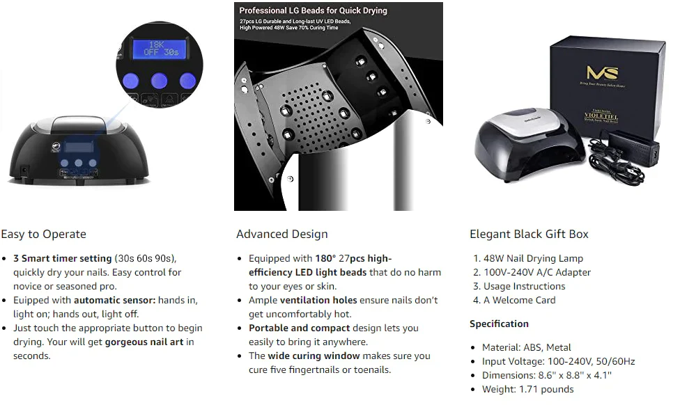 Aurora 4 (S-Pro27T) LED/UV Nail Lamp - Image 4