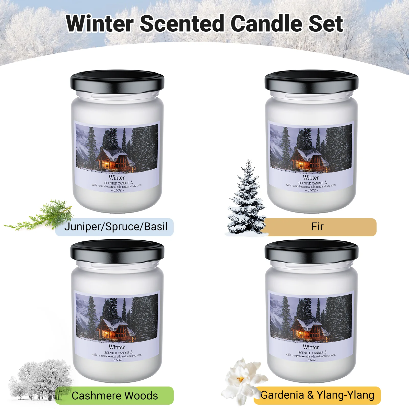 Winter Scented Candle Gift Set (4 Jars) - Image 3
