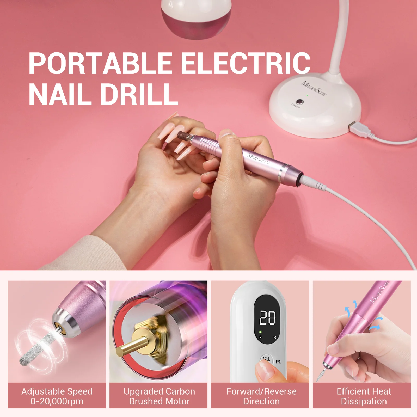 XC150D 3 in 1 Nail Drill with Nail Art Lamp - Image 7