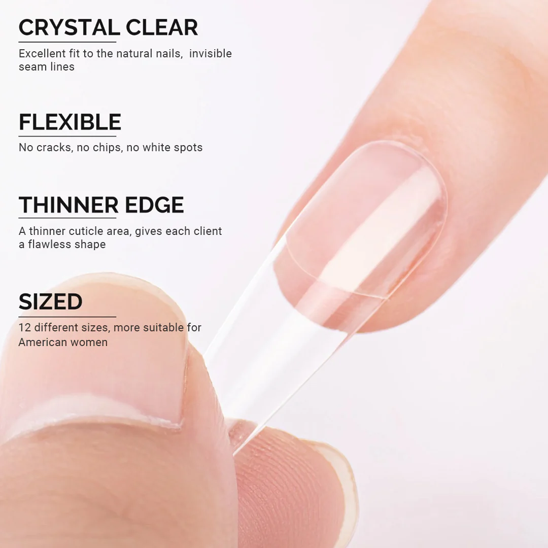 XXL Long Coffin Nail Tips – Clear full Cover - Image 3