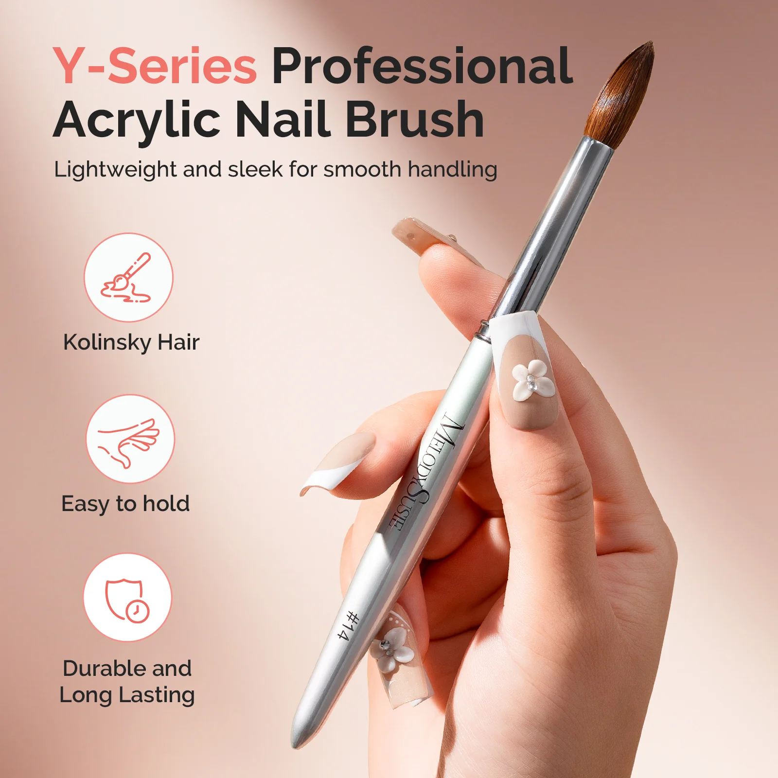 Y-Series 100% High-Quality Kolinsky Acrylic Nail Brush - Image 2