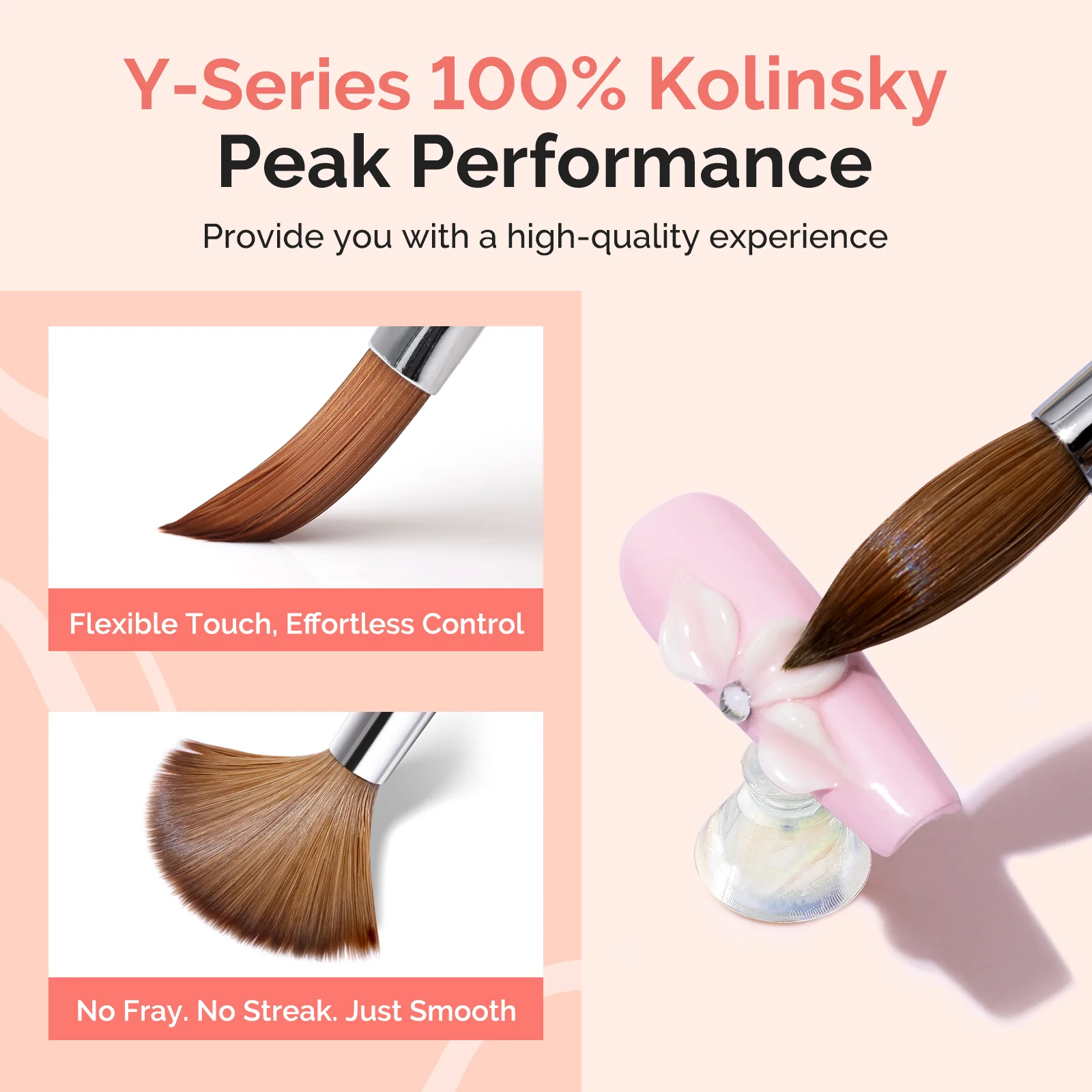 Y-Series 100% High-Quality Kolinsky Acrylic Nail Brush - Image 3