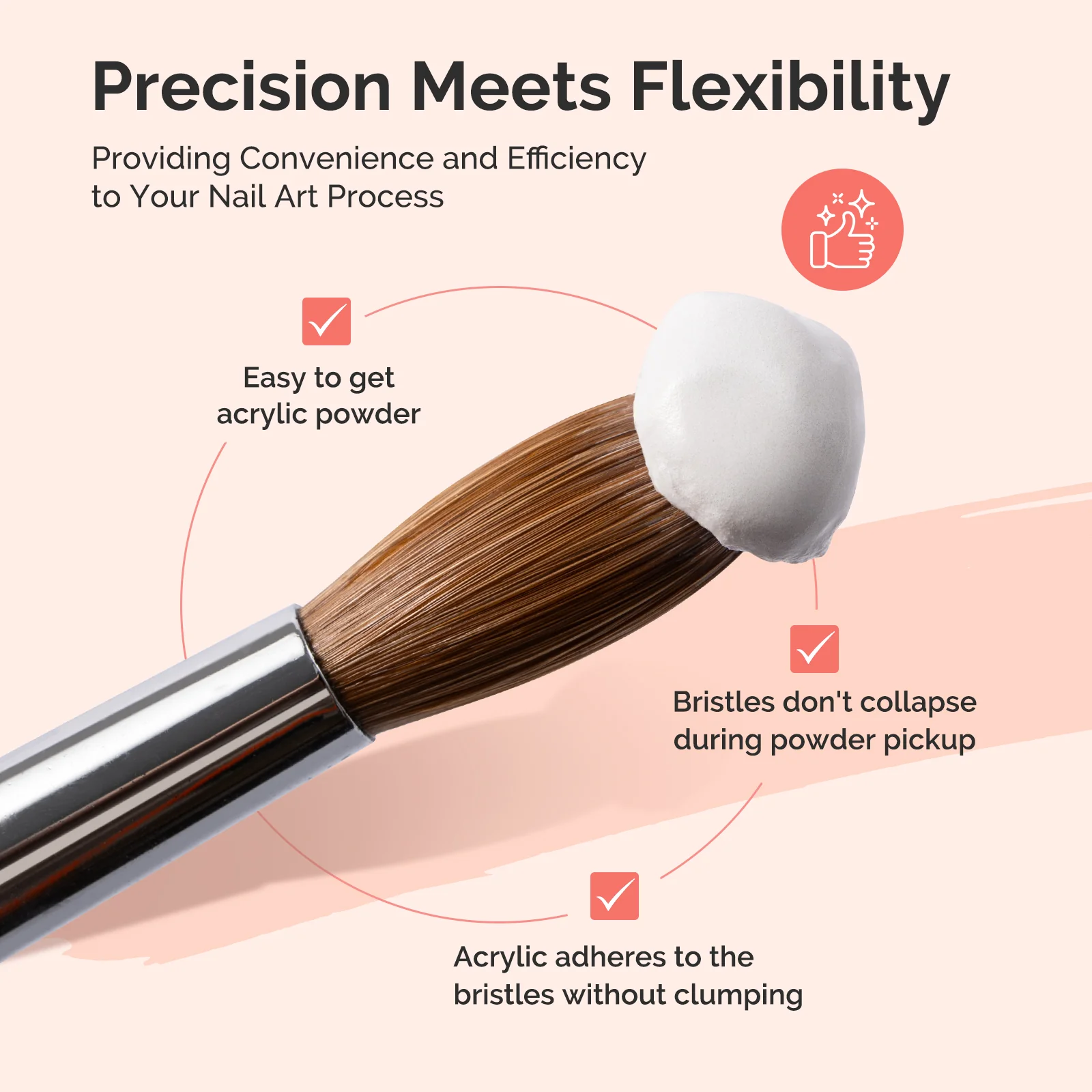 Y-Series 100% High-Quality Kolinsky Acrylic Nail Brush - Image 4
