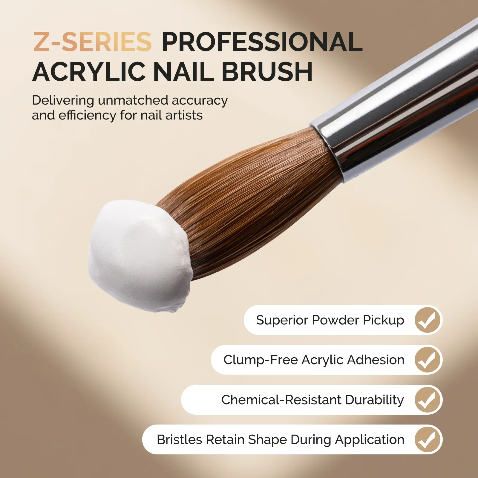 Z-Series 100% Top-Tier Kolinsky Acrylic Nail Brush - Image 3