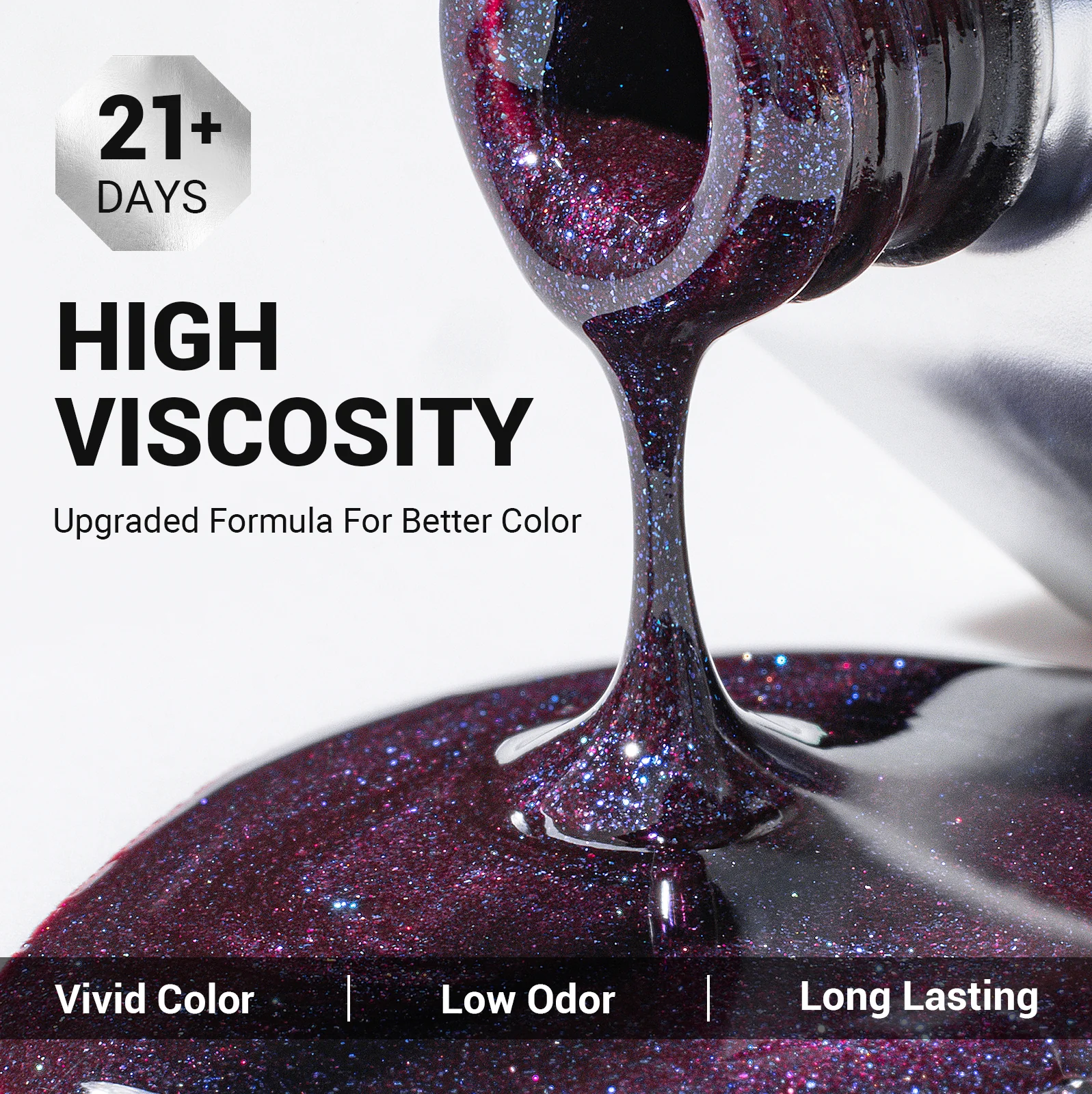 Z035 Universe Purple Glitter - TPO-Free Thick Gel Nail Polish(15ml) - Image 3